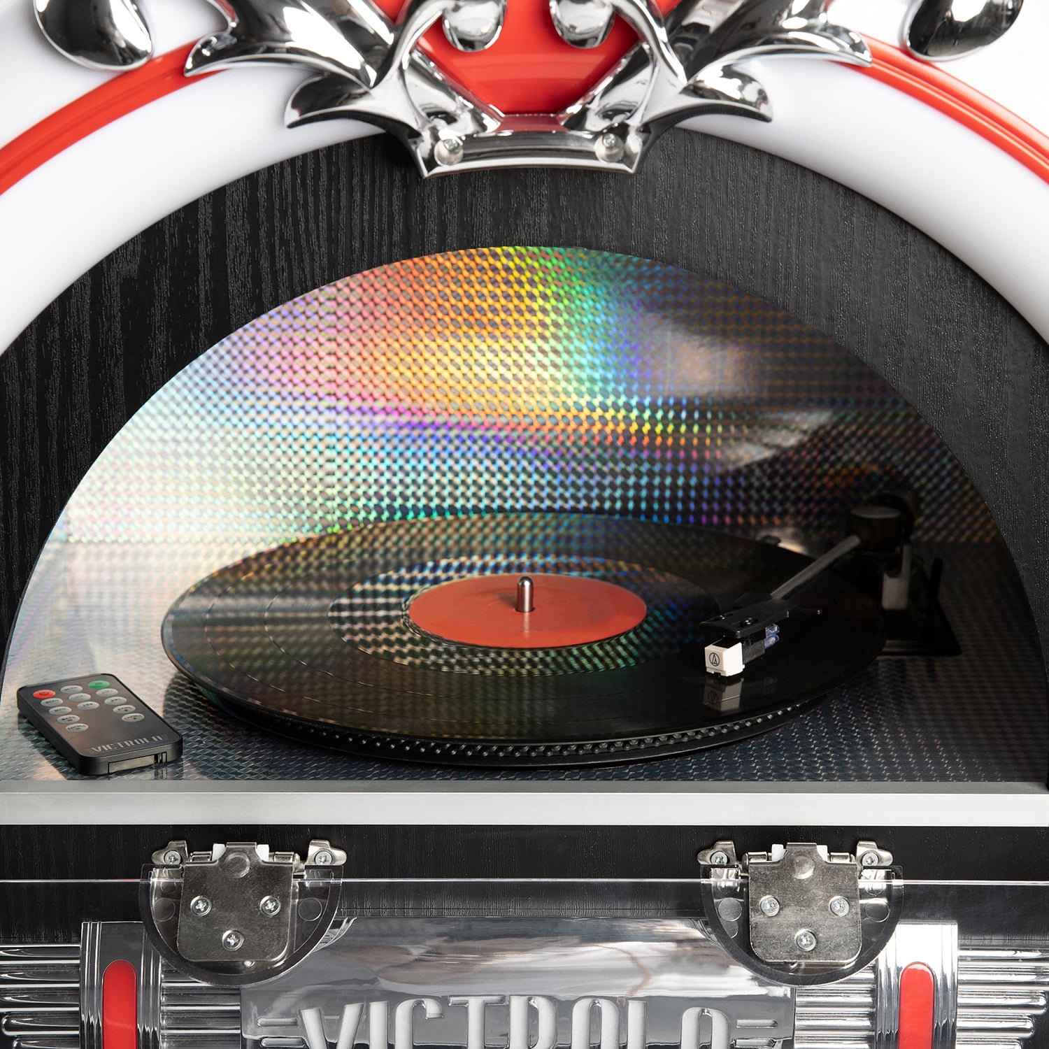 Victrola Mayfield Full-Size Jukebox Record Player with Bluetooth and LED Lighting (Black) oyvnt