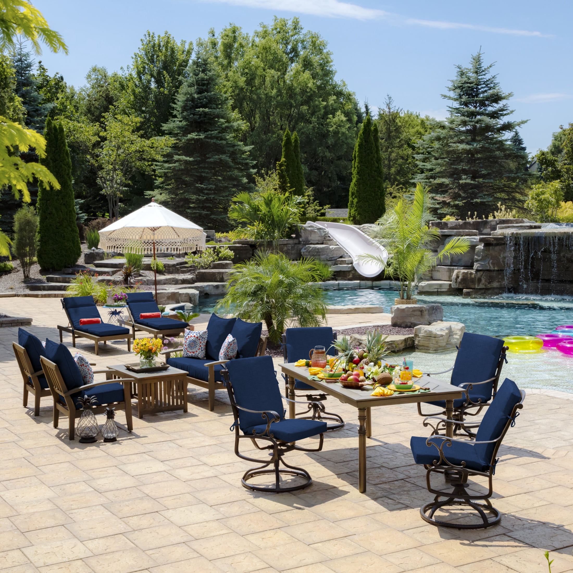 Arden Selections Outdoor Deep Seat Cushion Set, Weather-Resistant Patio Chair Replacement Cushions (Sapphire Blue, 24 in x 24 in) cwm72