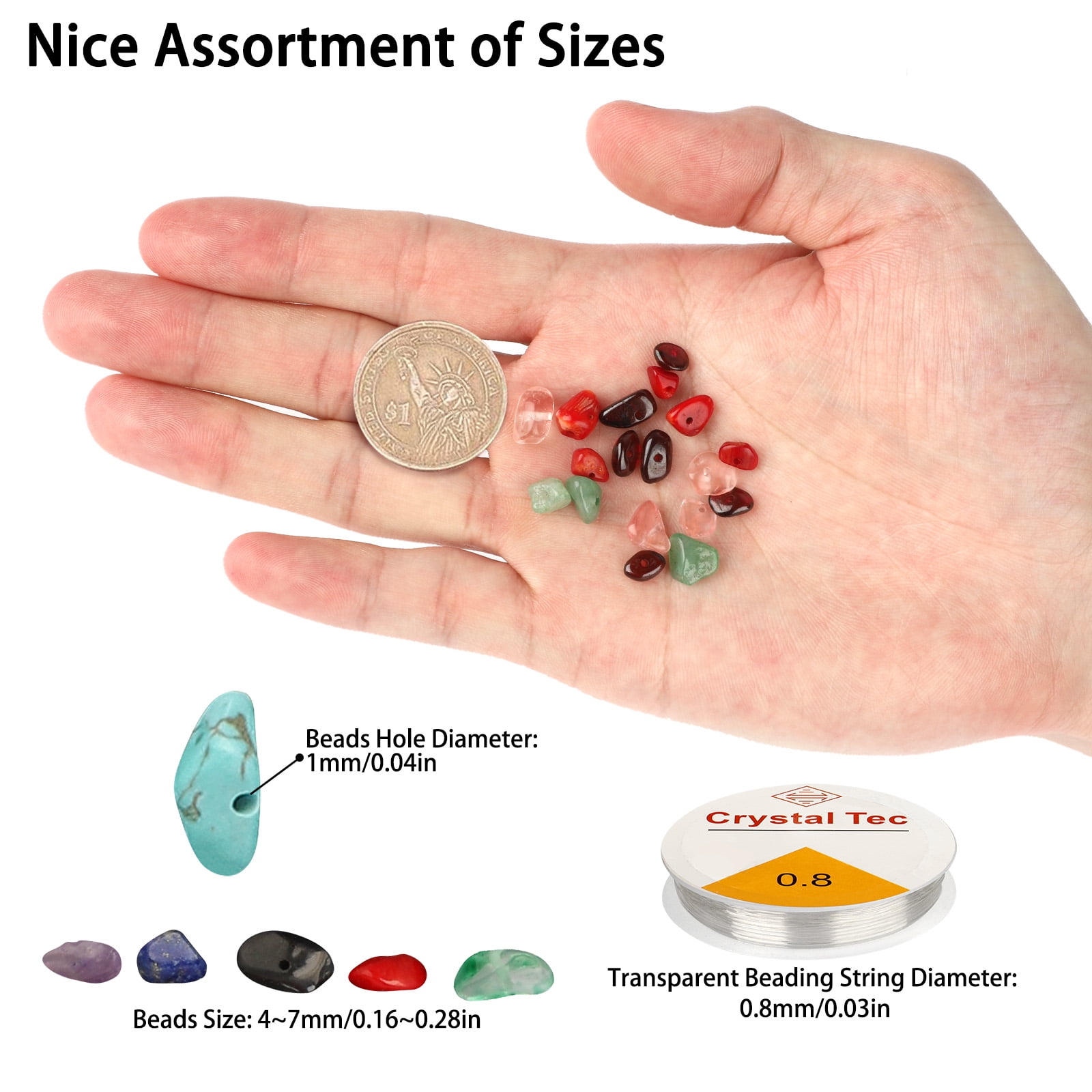 TSV Natural Gemstone Beads, Irregular Crystal Chips for Jewelry Making (Multi-Color, 1200 Pieces) i4qzz
