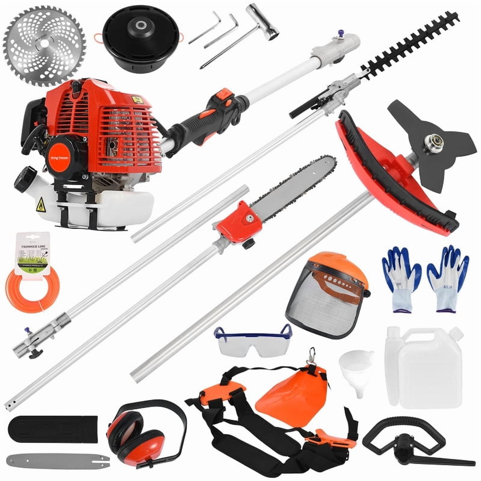 Mohsoe 5-in-1 Gas Powered Garden Trimmer and Brush Cutter (Red, 52cc) nudgk