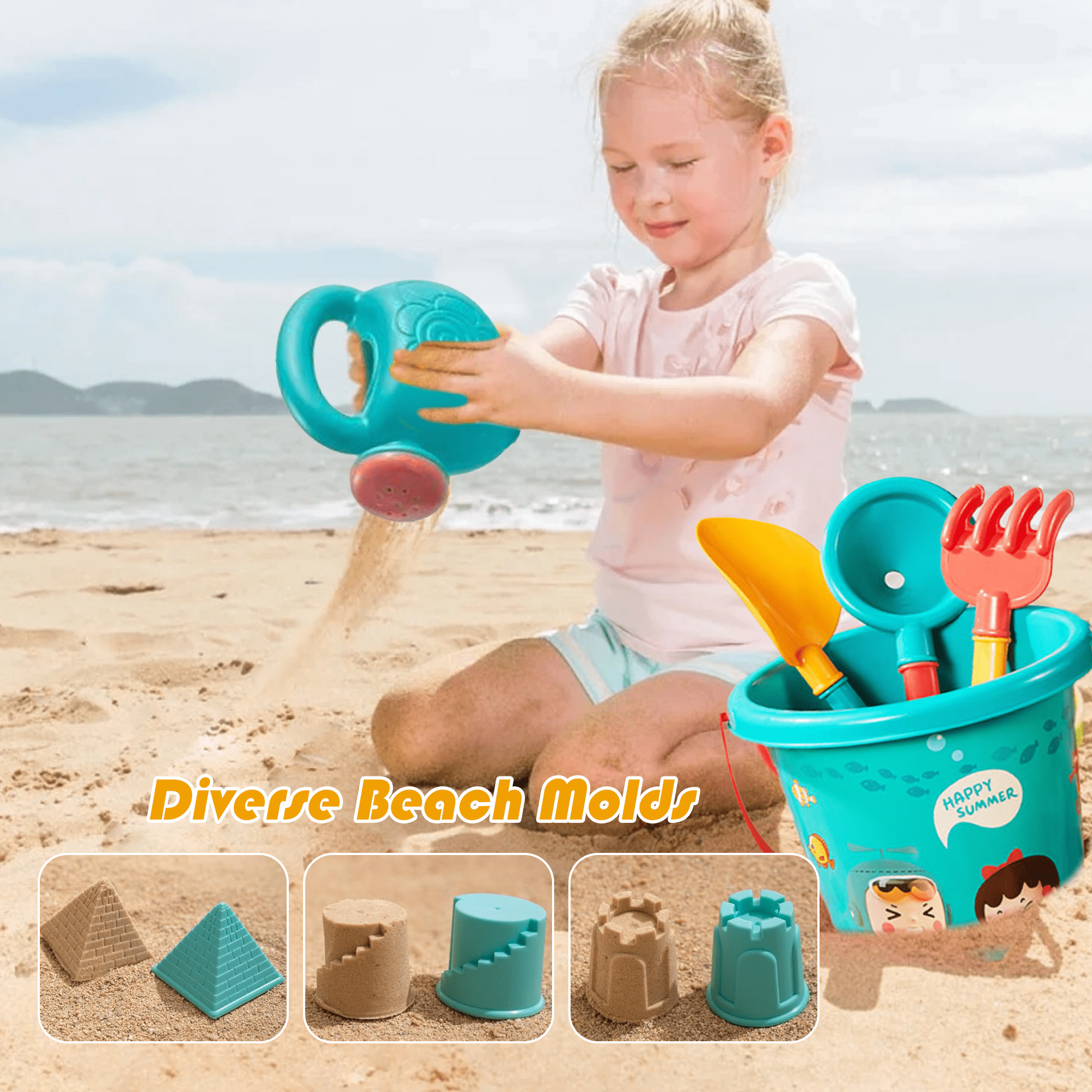 KEYAHAPPY 18-Piece Sand Toy Set for Beach and Sandbox Play (Multicolor, 18-Piece Set) jzusv
