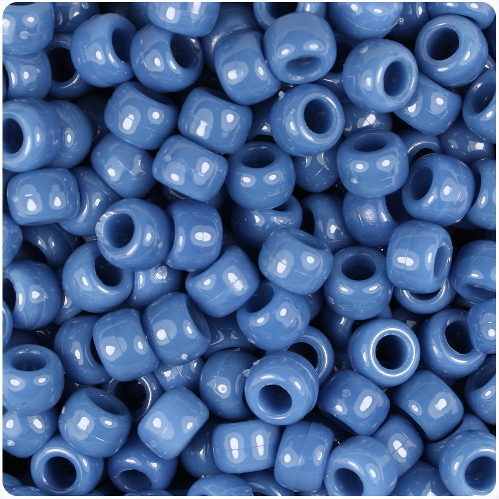 BeadTin Denim Blue Opaque Barrel Pony Beads (9mm, 500pc) nnkt6