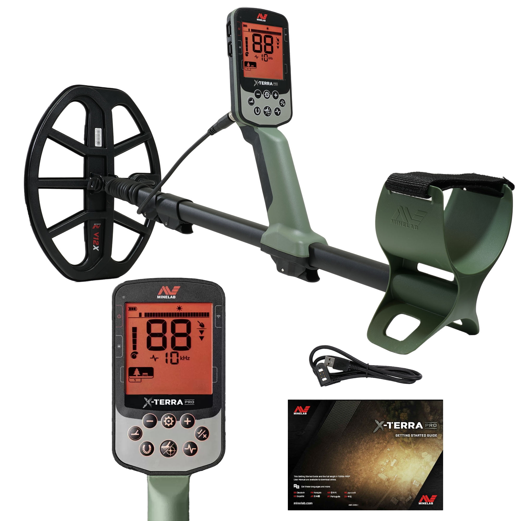 Minelab X-Terra Pro Waterproof Metal Detector with V12X Coil (Black, 16 ft Depth) lpzwo