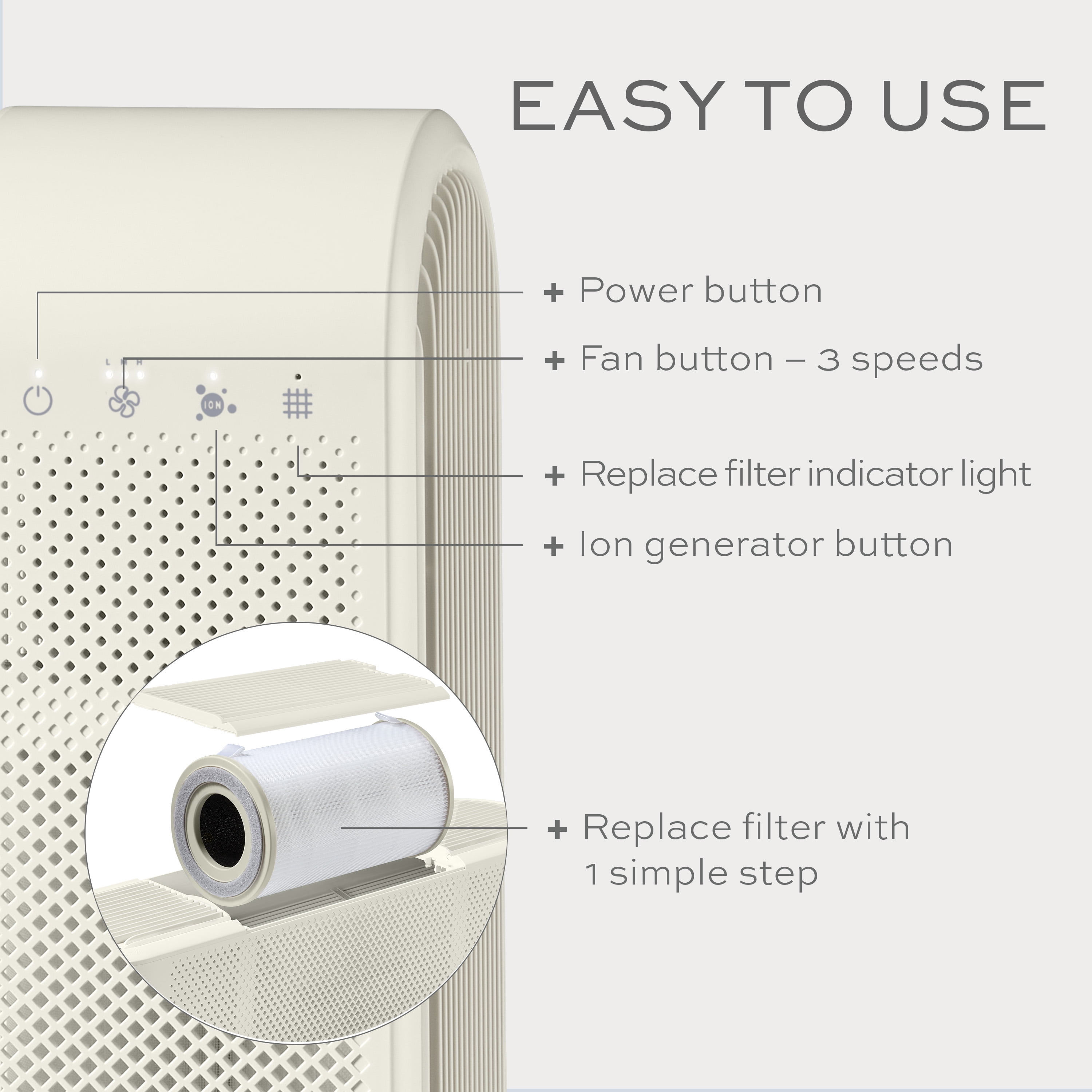 Conair ConairPure Medium Room Air Purifier with True HEPA Filtration (200 sq. ft.) g6ri7