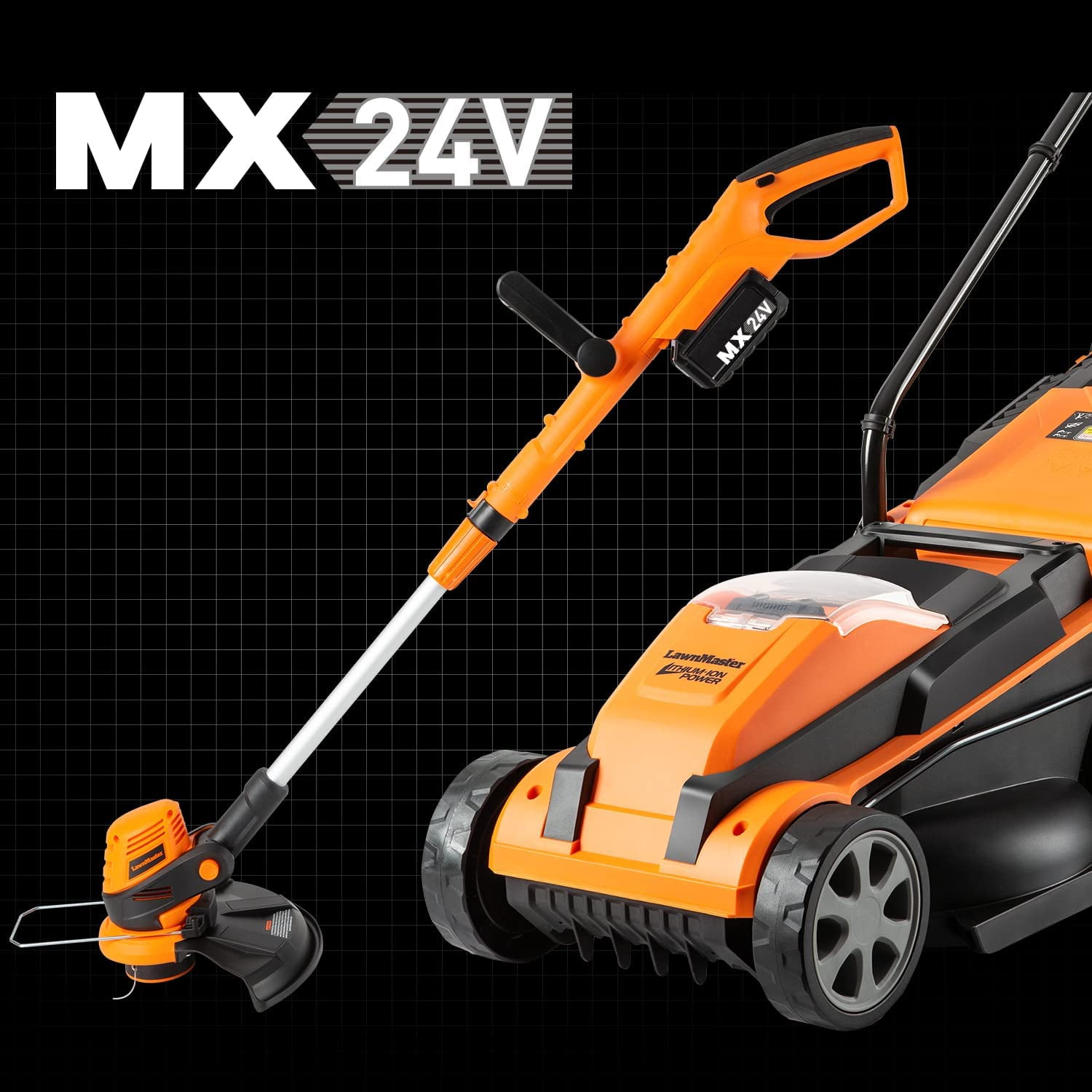 LawnMaster 24V Max Cordless Lawn Mower and Grass Trimmer Combo Kit (Black, 13-inch Mower and 10-inch Trimmer) iwodm