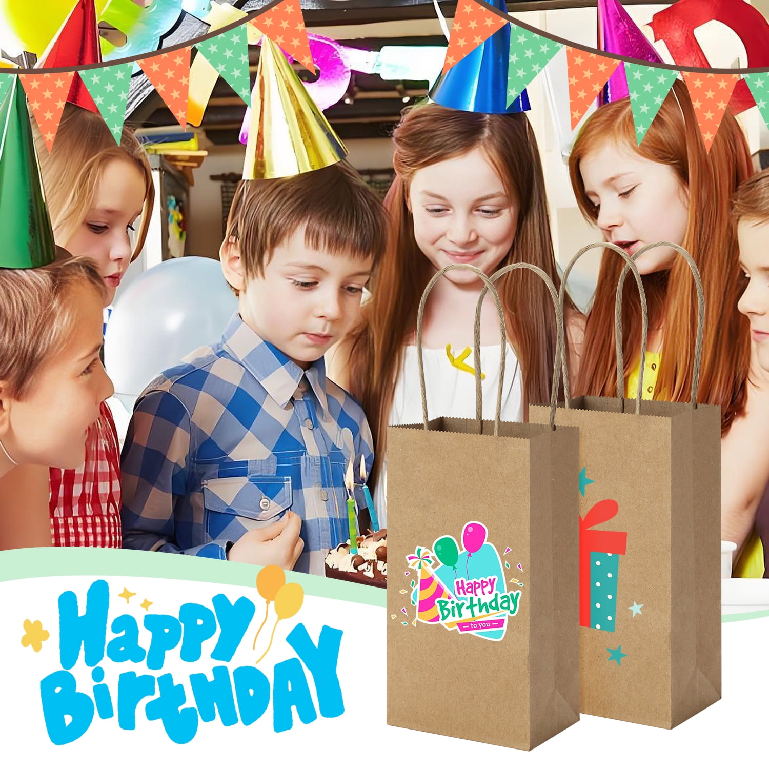 BagDream Mini Kraft Paper Gift Bags with Handles for Party Favors and Retail (Brown, 100 Pack, 3.5x2.4x6.7 in) hig67