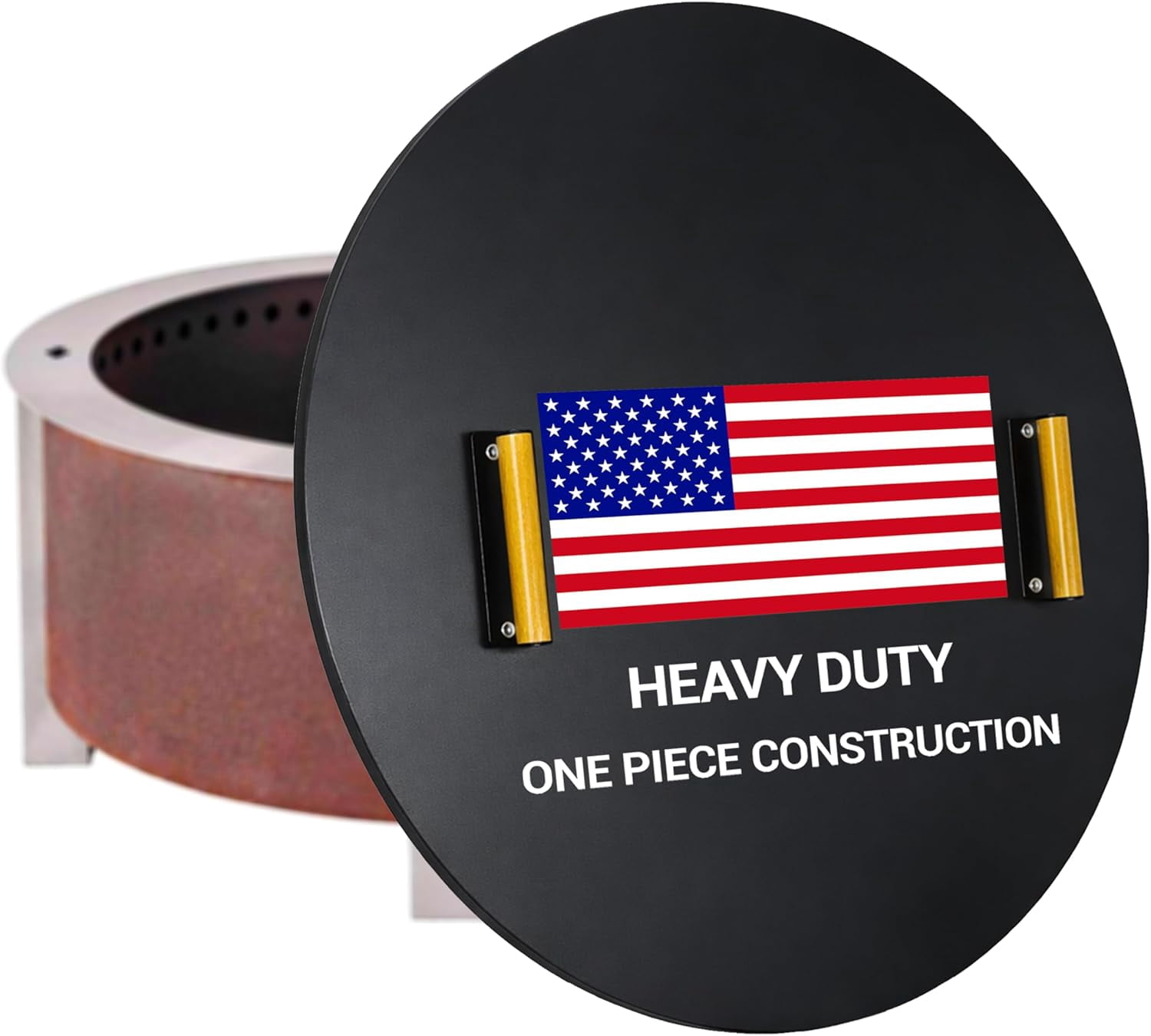 FEBTECH Solid Carbon Steel Fire Pit Lid for 34.5 Inch Smokeless Fire Pits (Black, 35 in) umhgd