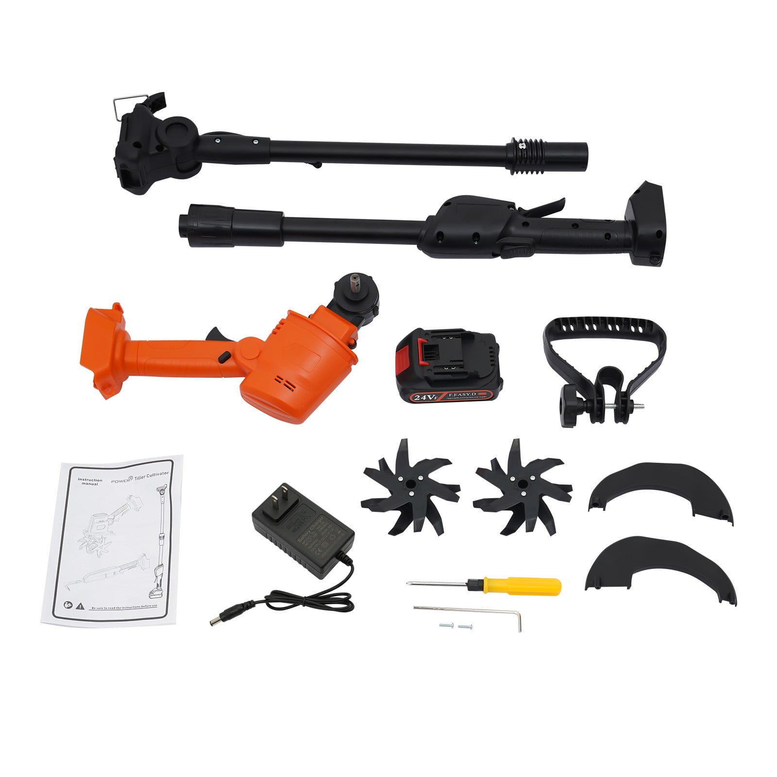 Generic 21V Cordless Mini Tiller Cultivator, Electric Garden Tiller with Adjustable Pole (3.94 in Width, 3.94 in Depth) 8m5mh