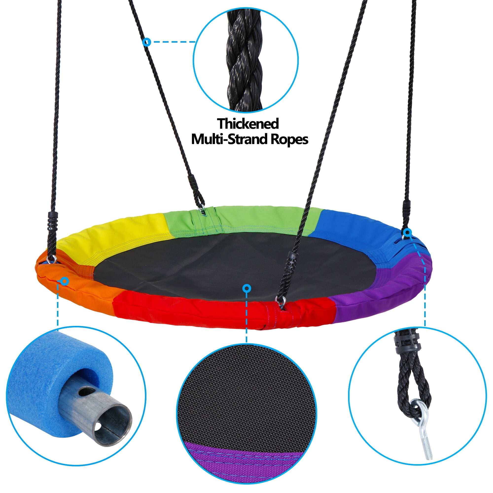 ZenSports Heavy-Duty Outdoor Saucer Swing Set with A-Frame Stand (Blue, 440 lb Capacity) ze0wt