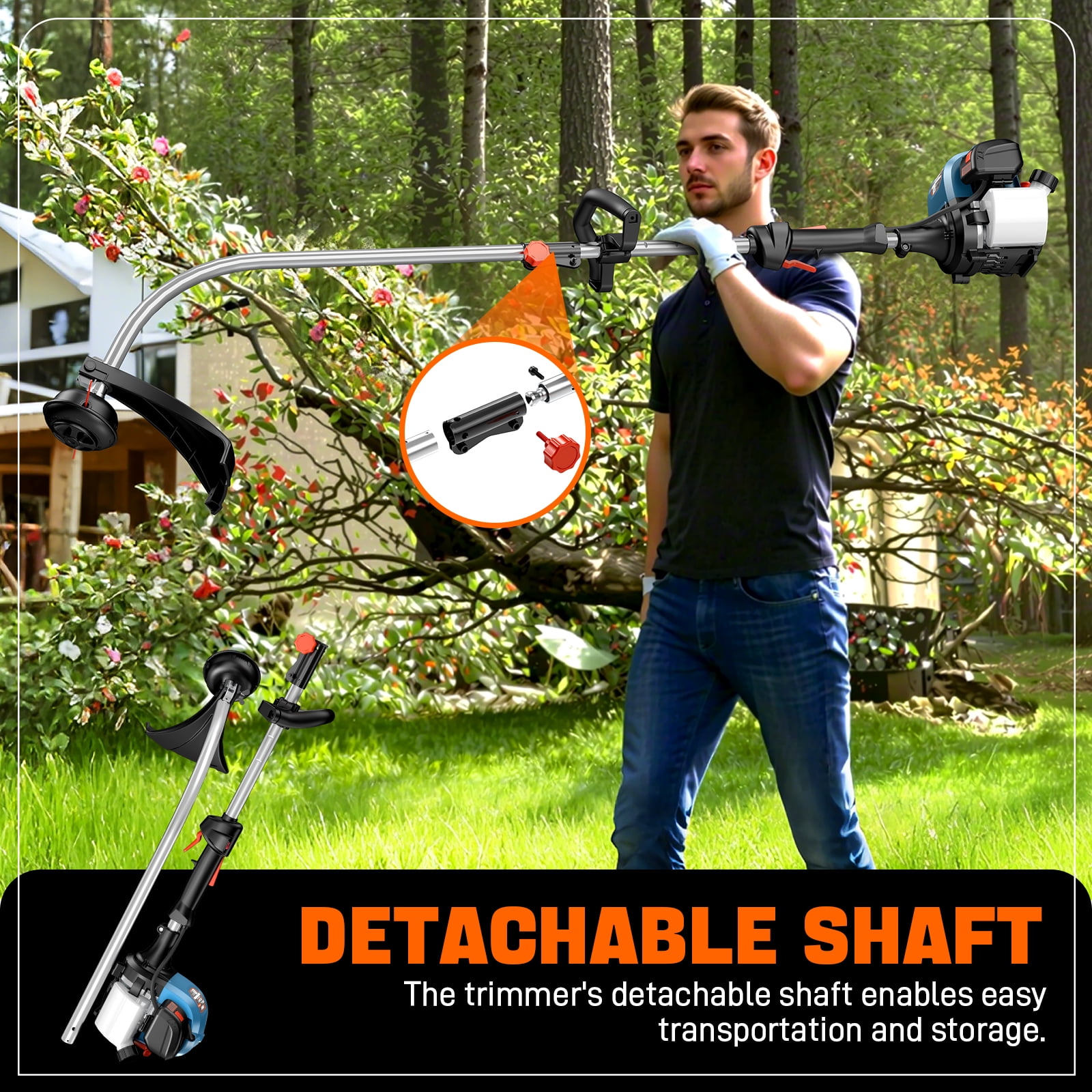Senix 26.5cc 4-Cycle Gas String Trimmer, 17.7 in Cutting Width, Curved Shaft Weed Eater (11.3 lb) xmgv6