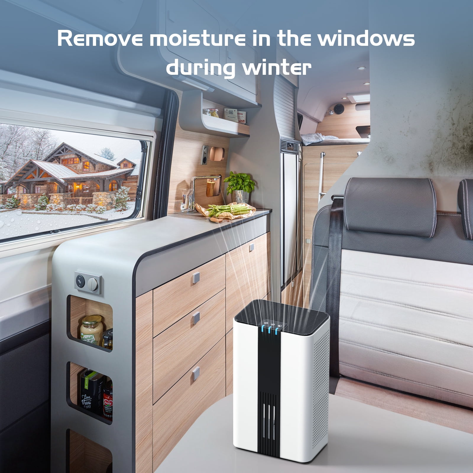 AIRFIRE Portable Dehumidifier for Home, Ultra Quiet Semiconductor Moisture Control with Auto Shut-Off (White, 86 fl oz) umrdz