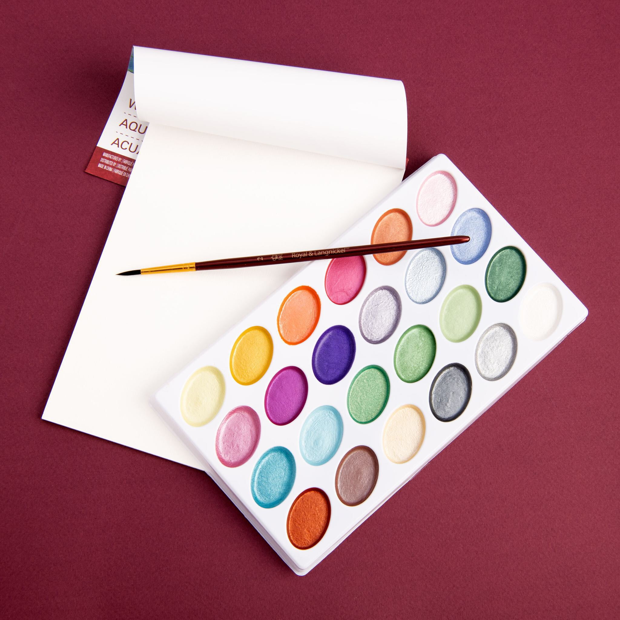 Royal & Langnickel Essentials Pearlescent Watercolor Painting Art Set (Black, 26pc) n4tdt