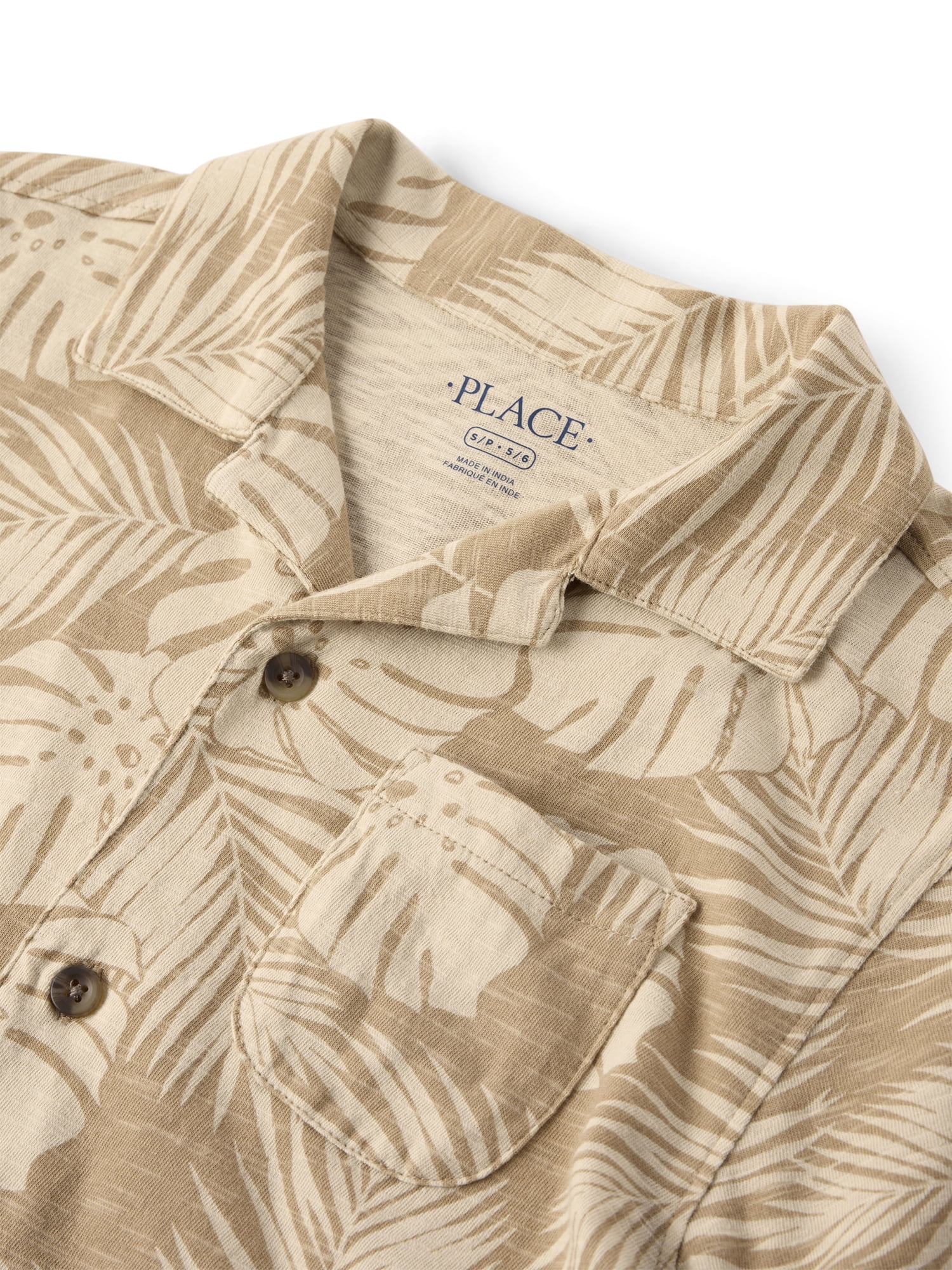 The Children's Place Boys Tropical Leaf Knit Button Up Shirt (Multi, S) ulrch