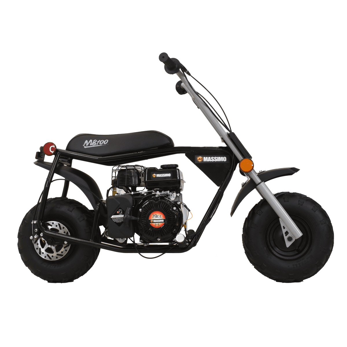 Massimo MB100 Minibike 79cc 2.5HP Gas Powered Off-Road Trail Bike (Black, 50 in x 24.2 in x 34.6 in) y0017