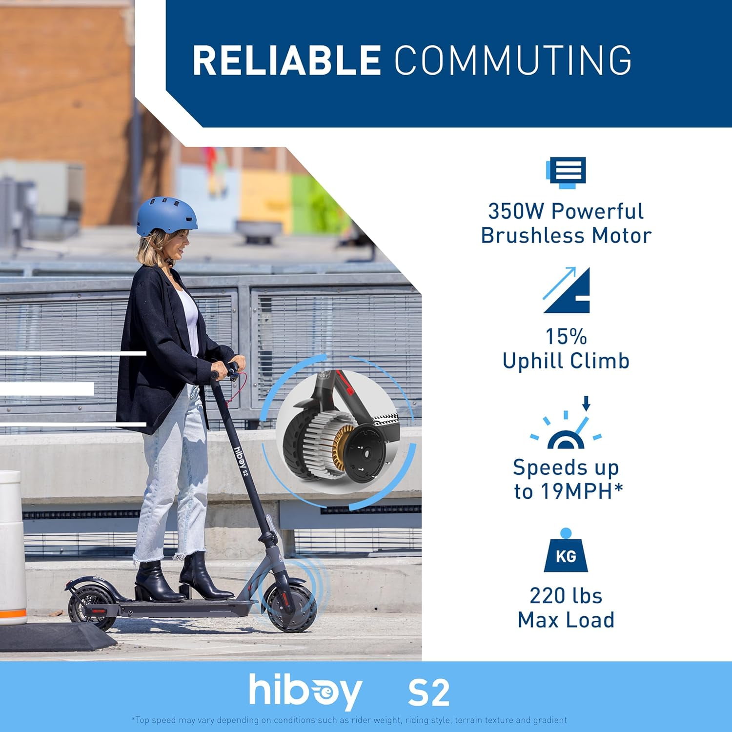 Hiboy S2 Electric Scooter for Adults, Portable Folding Urban Commuter with 350W Motor, 19 MPH Top Speed, 17 Miles Range (Black, 220 lb Capacity) zdtoi