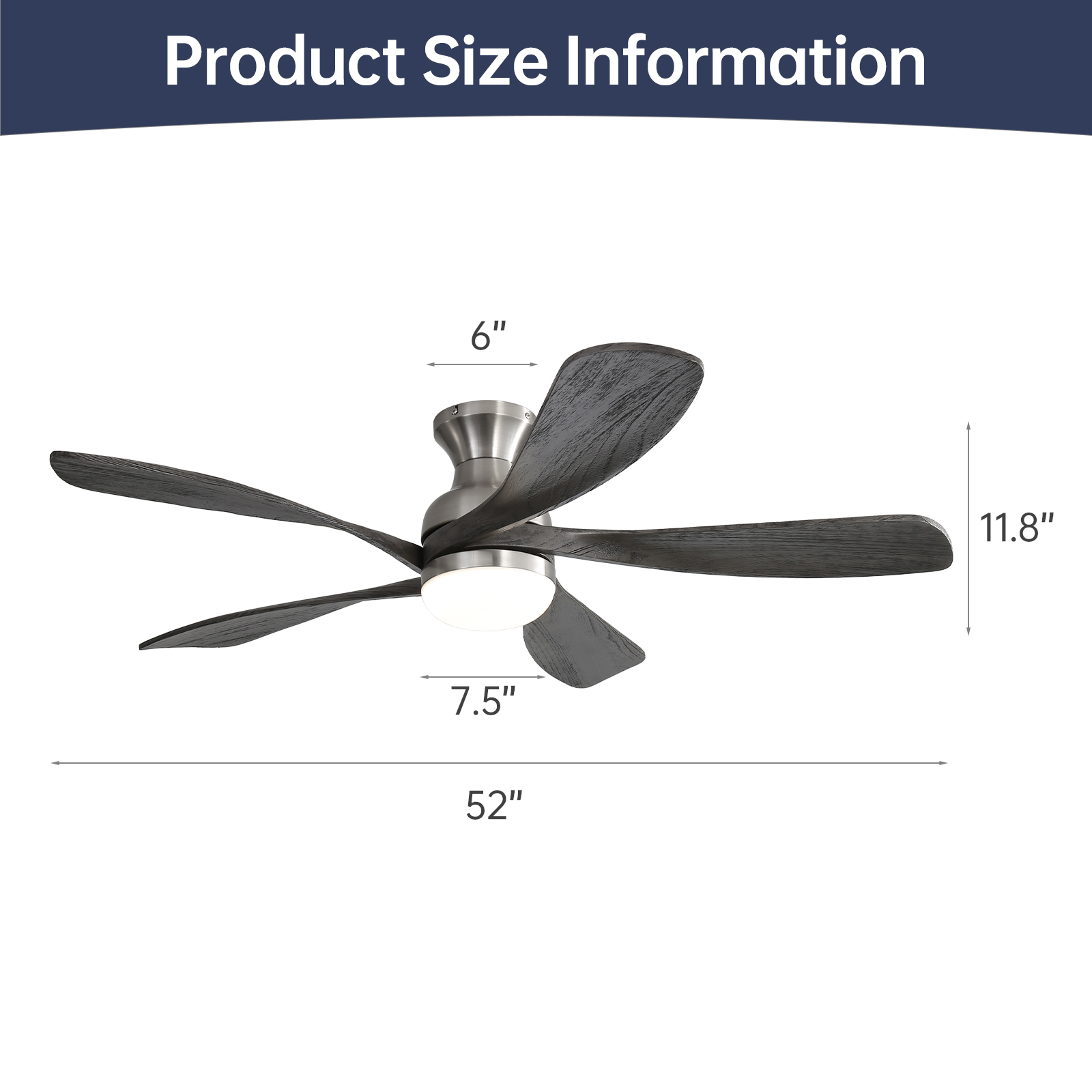 Sofucor 52 in Modern Ceiling Fan with LED Light and Remote (Black, 52 in) 5i6kl - Image 7