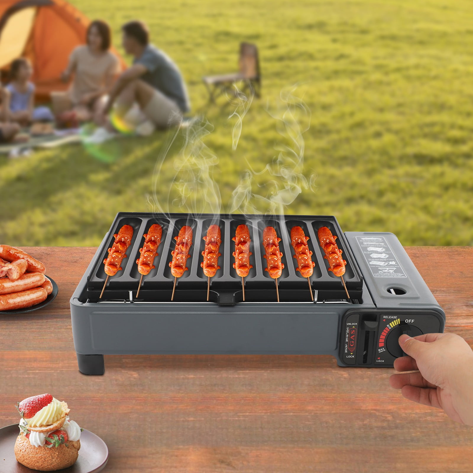 Generic Portable Butane Stove Tabletop BBQ Grill (Black, 7.5 lb) mrj8c