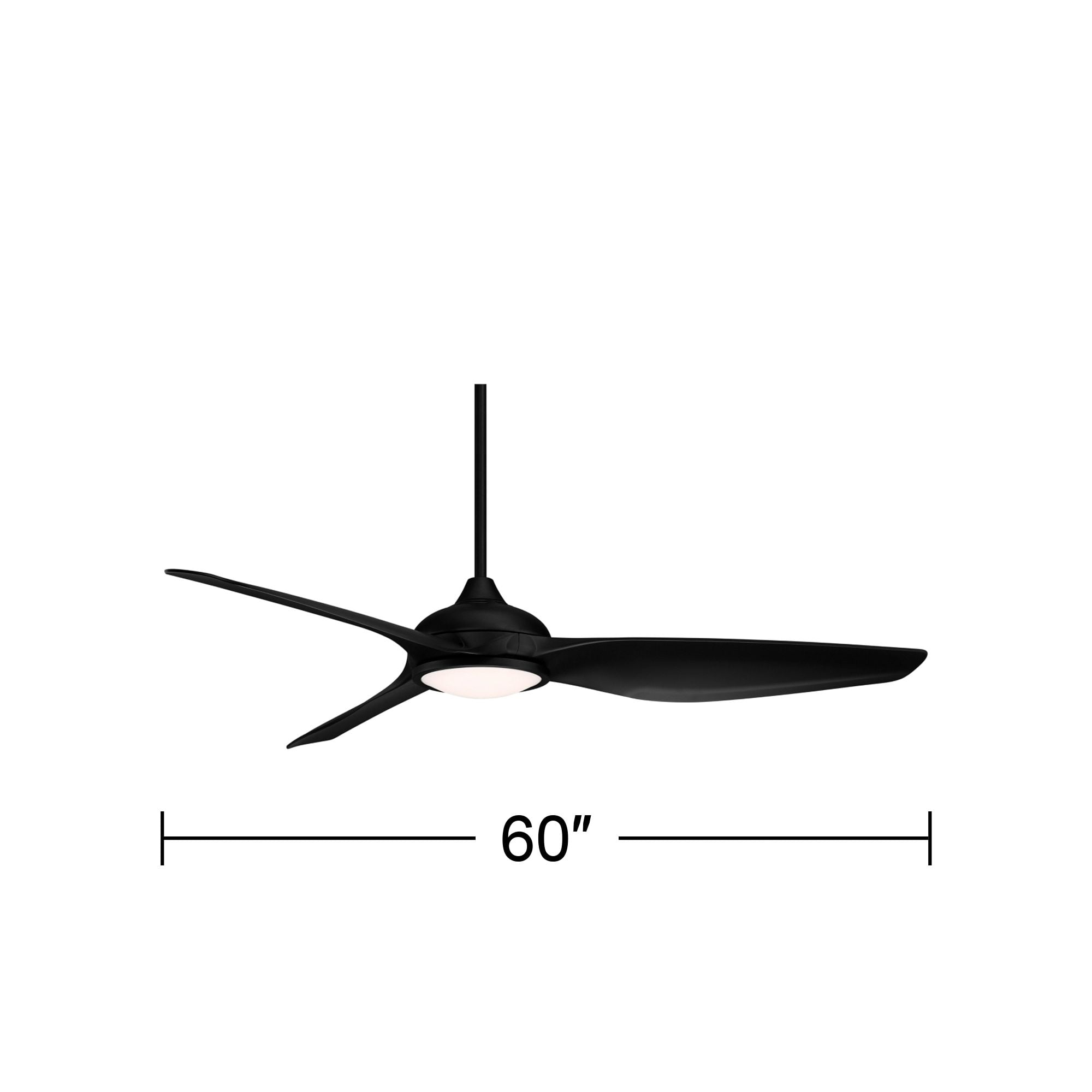 Possini Euro Design Modern Indoor Outdoor Ceiling Fan with Dimmable LED Light and Remote Control (Matte Black, 60 in) wvcts