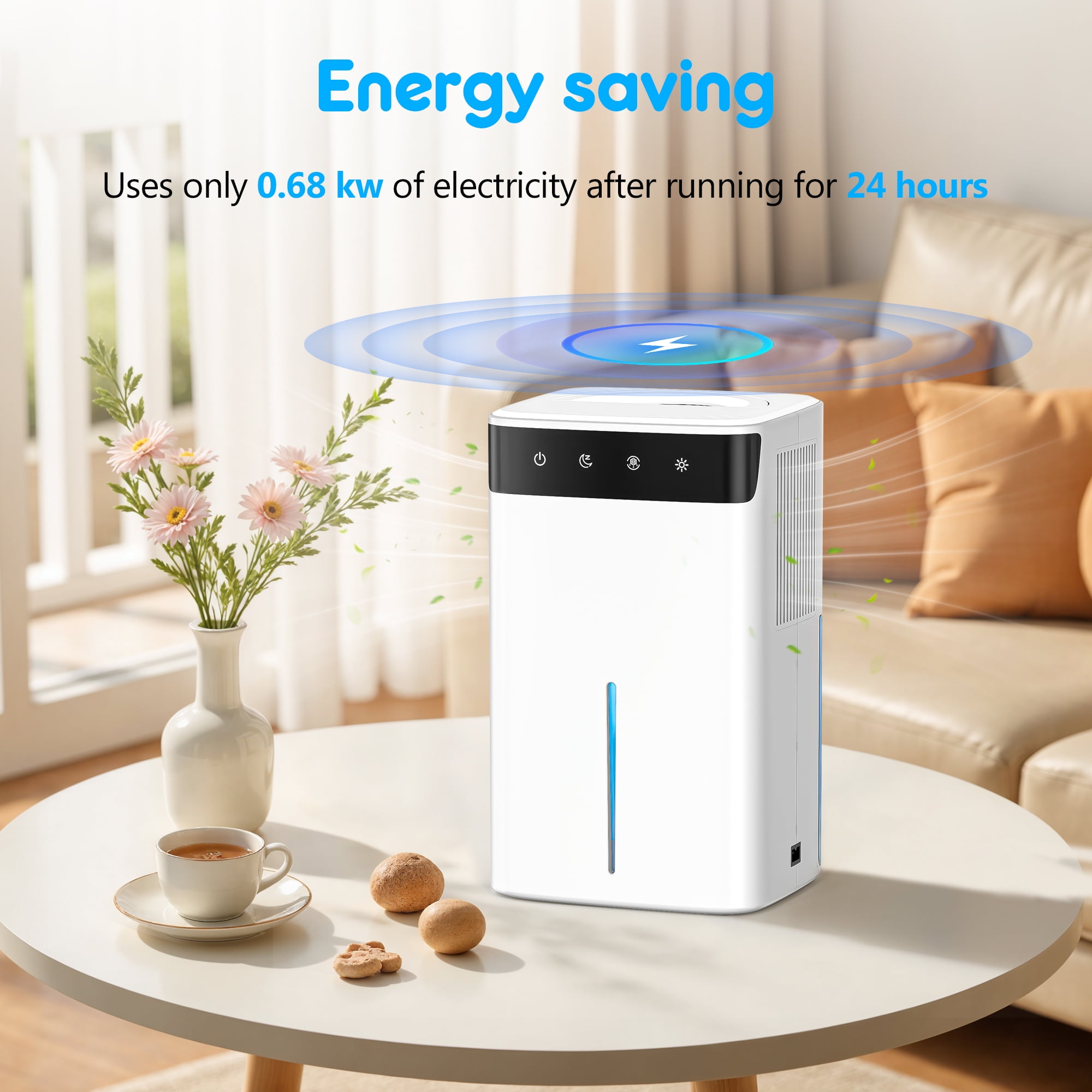 Aootek Electric Dehumidifier for Home, Ultra Quiet Portable Moisture Remover with LED Light (White, 100 fl oz) pmkxr