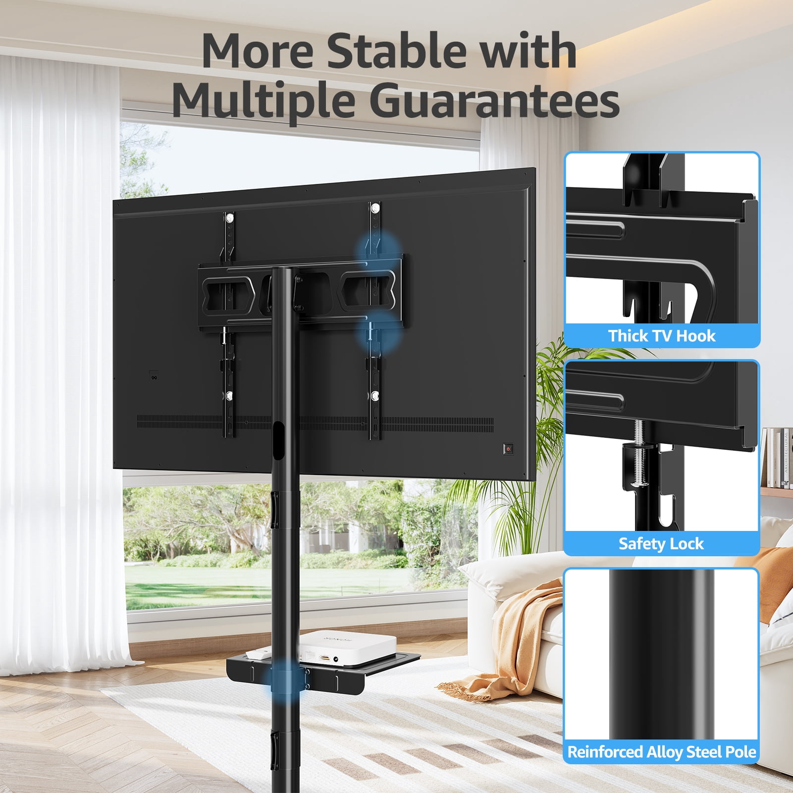HOMOUNT Mobile TV Stand Rolling TV Cart for 24-60 in Screens (Black, 77 lb Capacity) uqjfn