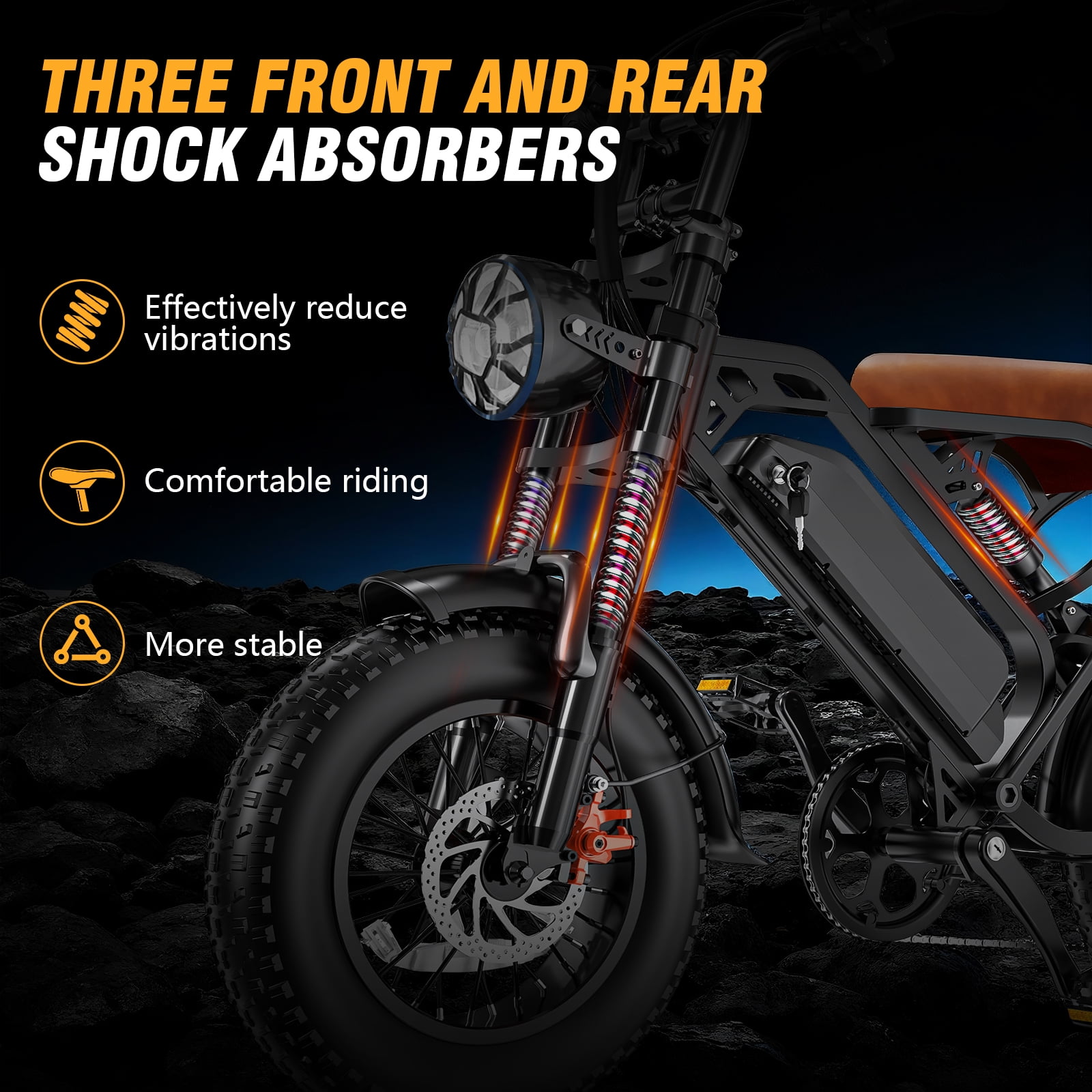 Rexei Yeki Electric Bike for Adults, 1200W Off-Road E-Bike, 48V 18AH Removable Battery, Dual Disc Brakes, 16 in Wide Tires (Black) 9hsac