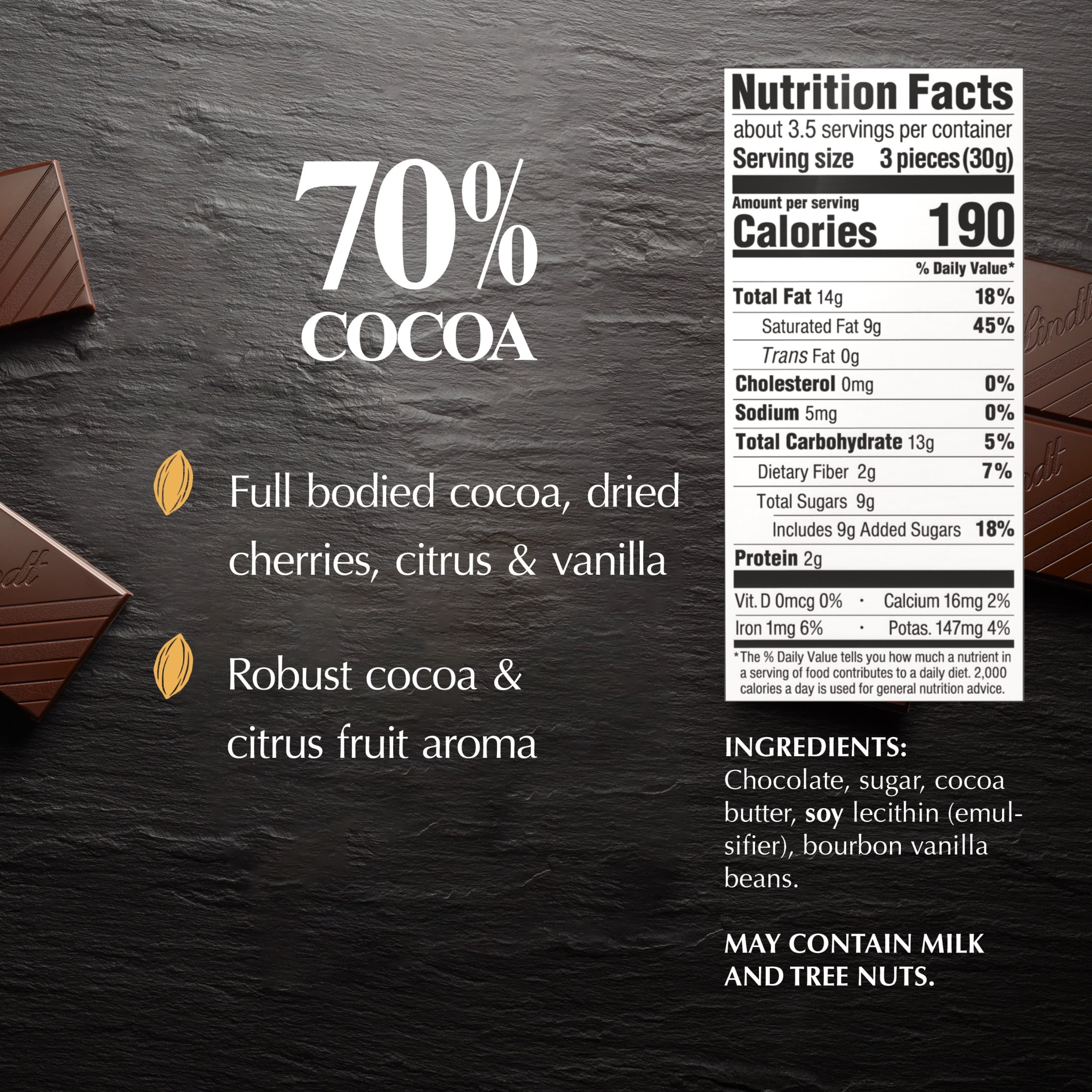 Lindt EXCELLENCE 70% Cocoa Dark Chocolate Bar, Premium Gourmet Dark Chocolate (3.5 oz) 9900k
