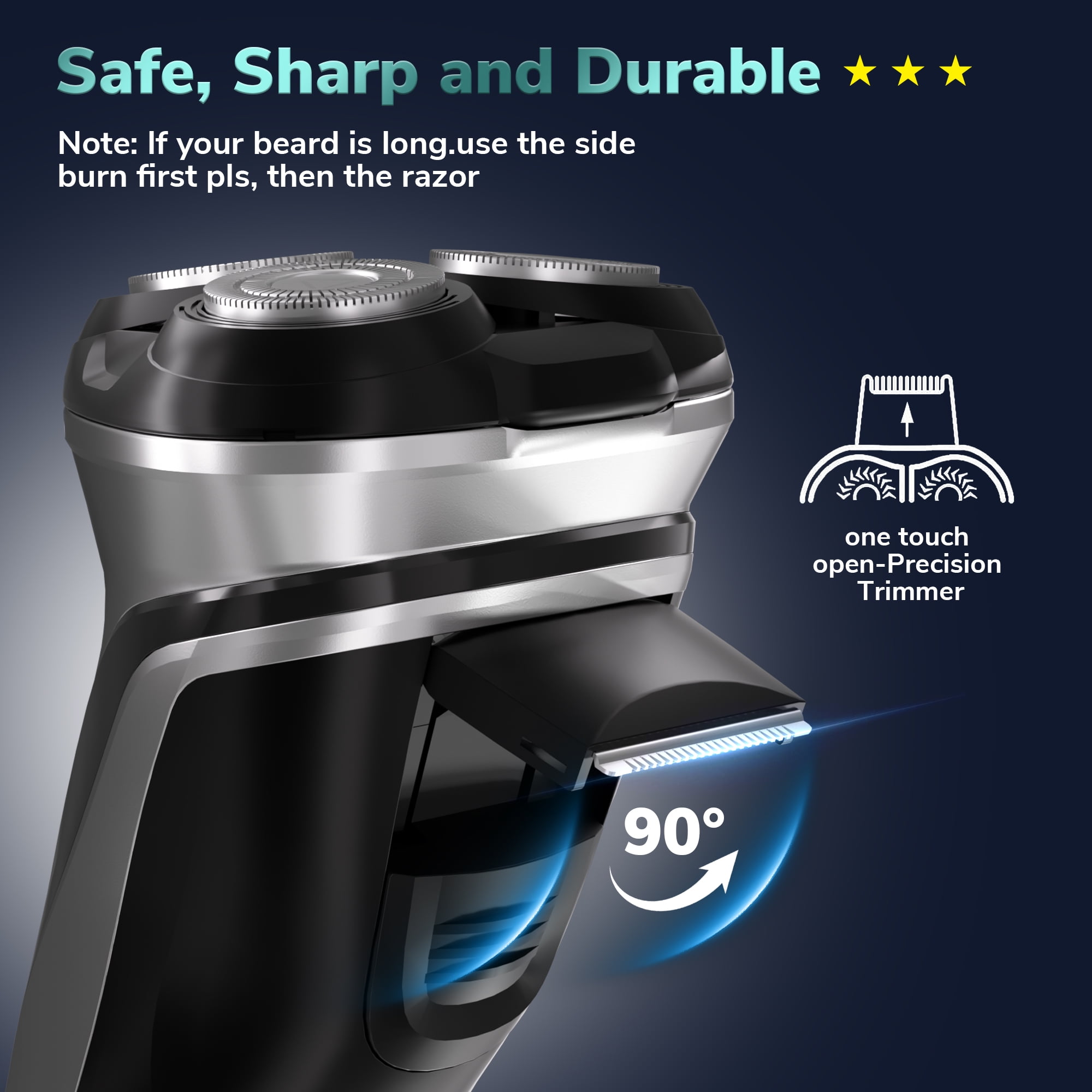 MICHPONG Electric Razor for Men, Rechargeable Shaver with Pop-up Trimmer and LED Display (Grey, 1 Count) 6bhmu