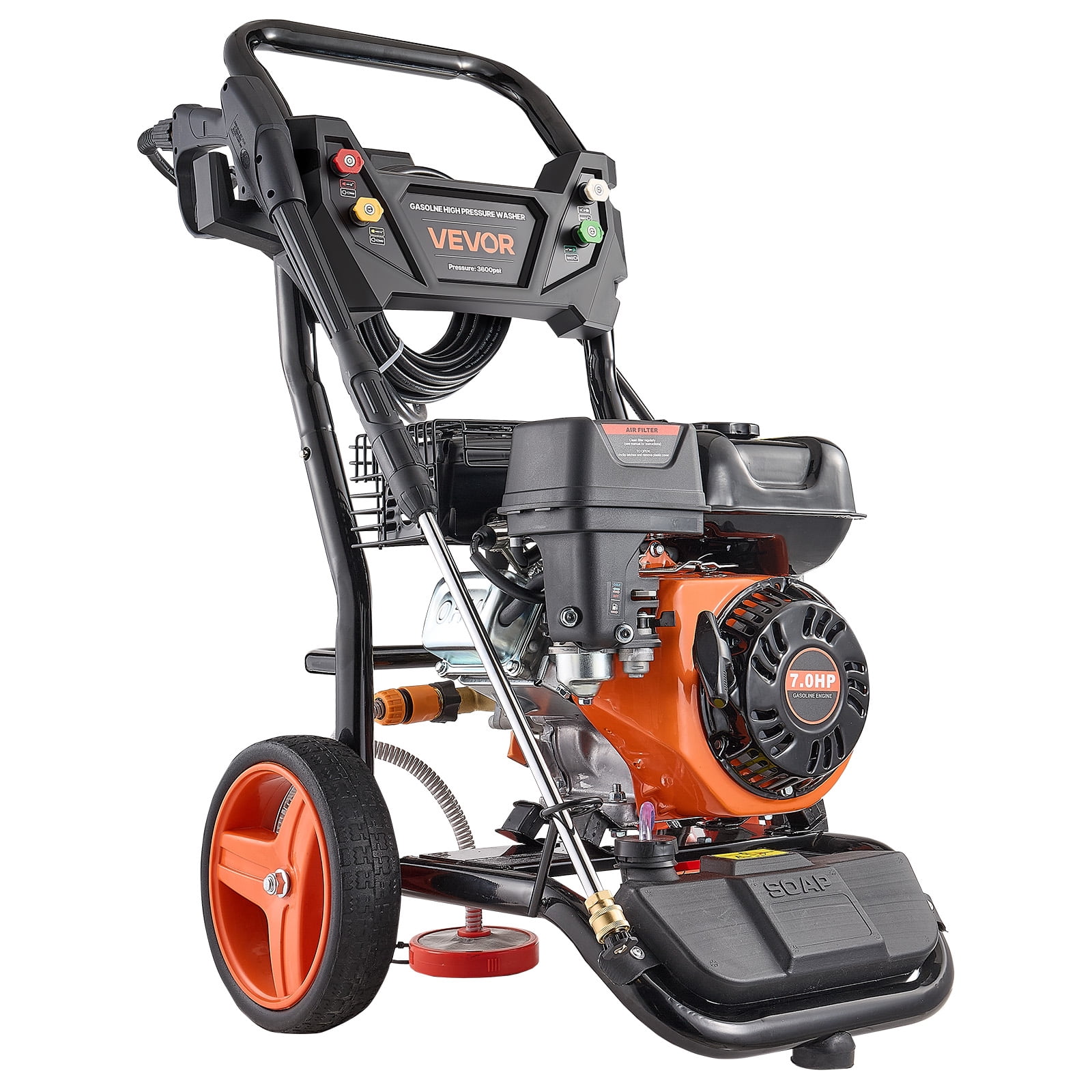 VEVOR Gas Pressure Washer 3600 PSI 2.6 GPM High-Pressure Cleaner with 5 Nozzles and 26 ft Hose (3600 PSI, 26 ft) tusnz