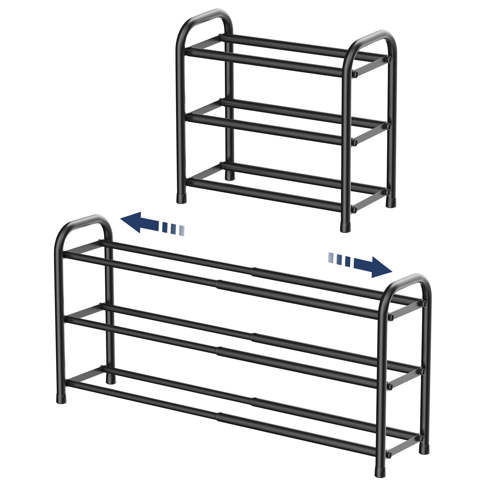 Sindcom 3 Tier Expandable Shoe Rack, Metal Shoe Shelf Organizer for Closet and Entryway (Black, 17.8 in to 32.7 in) 1xcy5