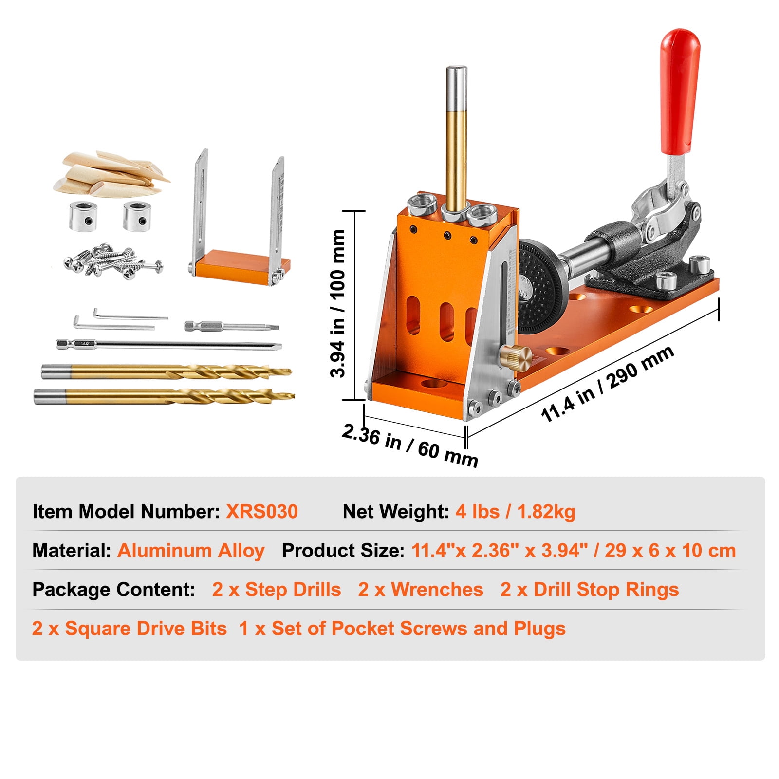 KFFKFF Pocket Hole Jig Drill System with Step Bits and Drive Bits (30 Piece Set, 4 lb) qcz82