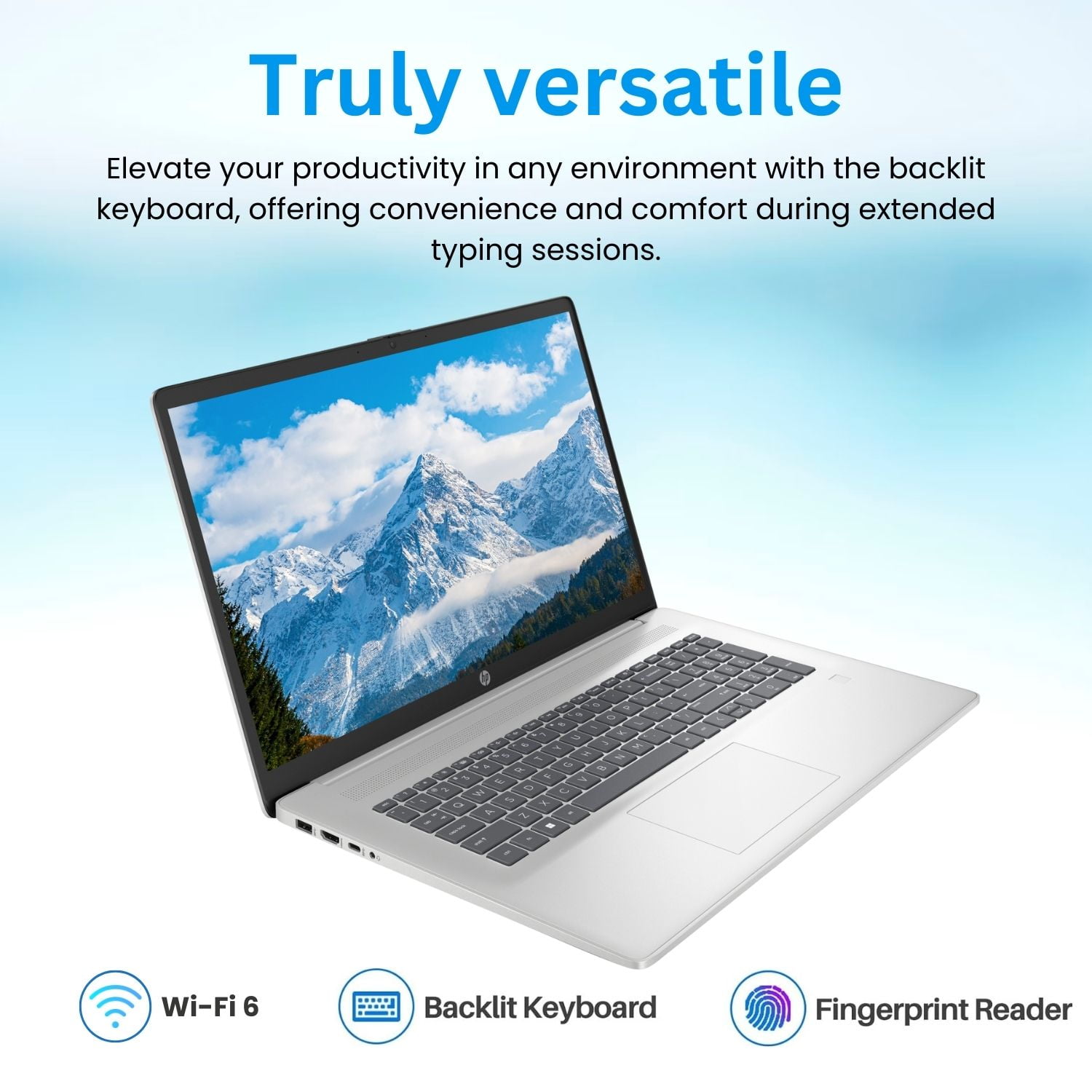 HP Essential 17t Laptop (Silver, 17.3 in, 32GB RAM, 1TB SSD, Intel Core i7-1355U, Windows 11 Home) rkpob