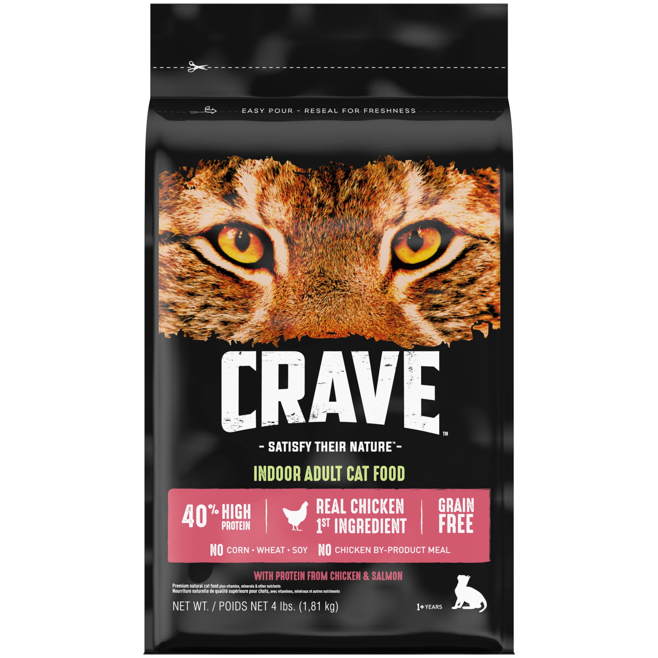 Crave Grain Free Indoor Adult Dry Cat Food, High Protein Chicken & Salmon Recipe (4 lb) qbzj2