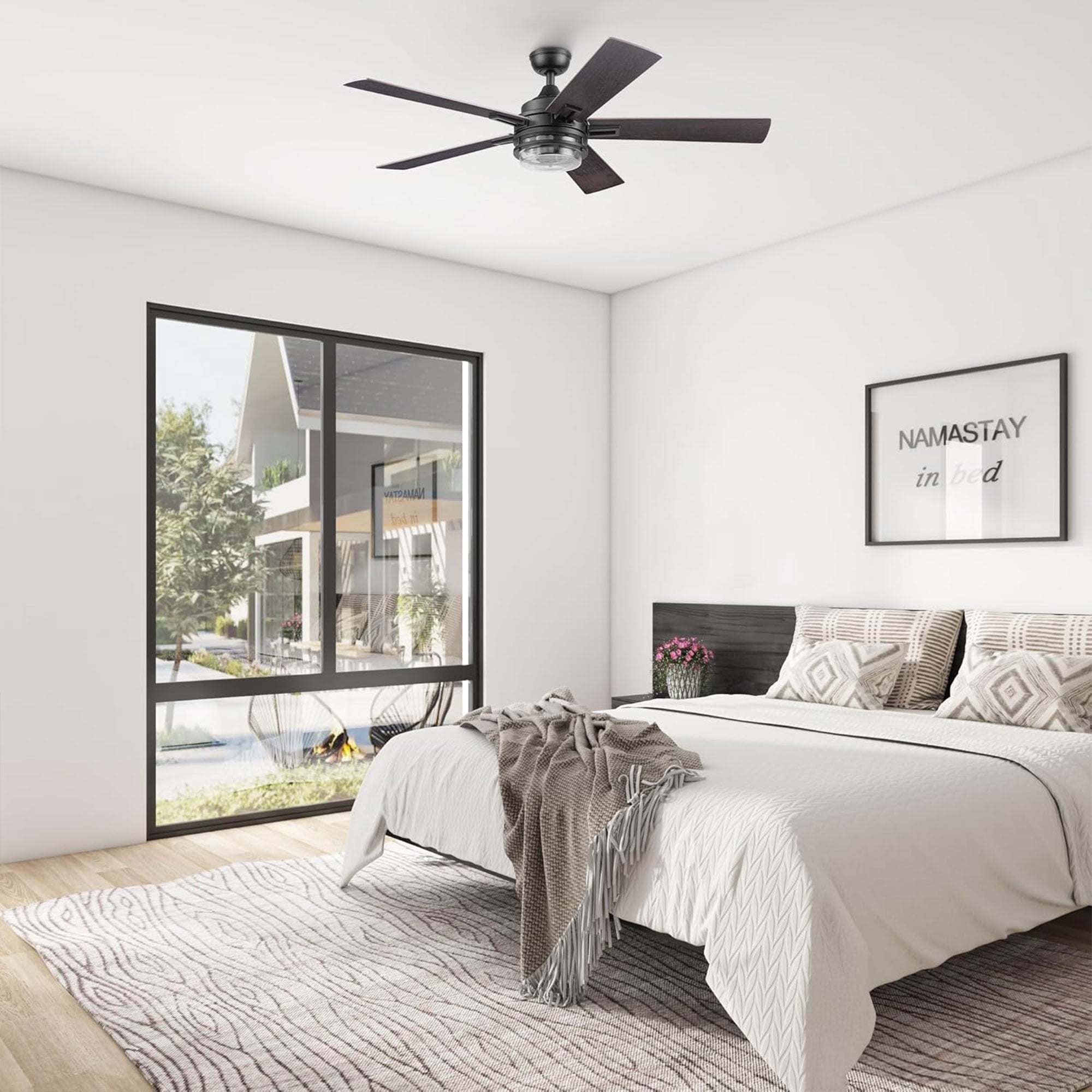 Honeywell Myers Park 52 in Ceiling Fan with Remote and Reversible Blades (Matte Black, 52 in) eyeup