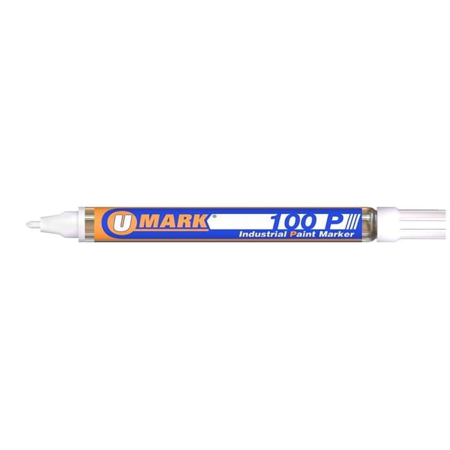 U-Mark 100P Fine Line Paint Marker, Industrial Permanent Ink (White, 1 Pack) x652d