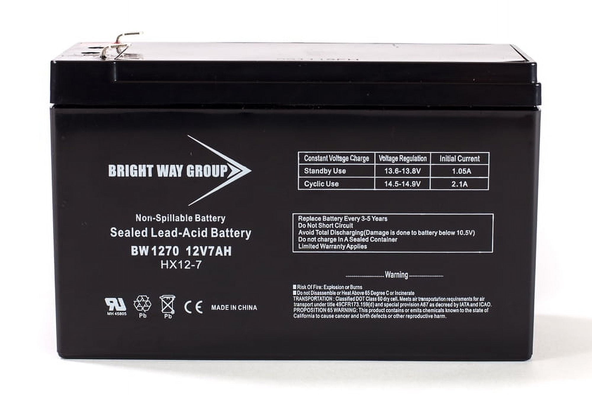 Bright Way Fire-Lite MS-25E Replacement Battery (12V 7Ah, 1 Pack) mzl3q
