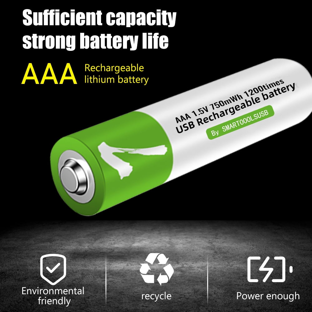DFITO Rechargeable AAA Lithium Ion Batteries with USB-C Charging Cable (4 Pack, 1.5V) 3dnqb