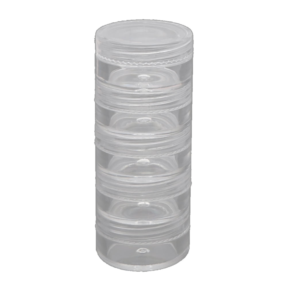 Tegongse 5-Layer Stackable Round Storage Container for Beads and Craft Supplies (Clear, 5-Tier) 1r2ox
