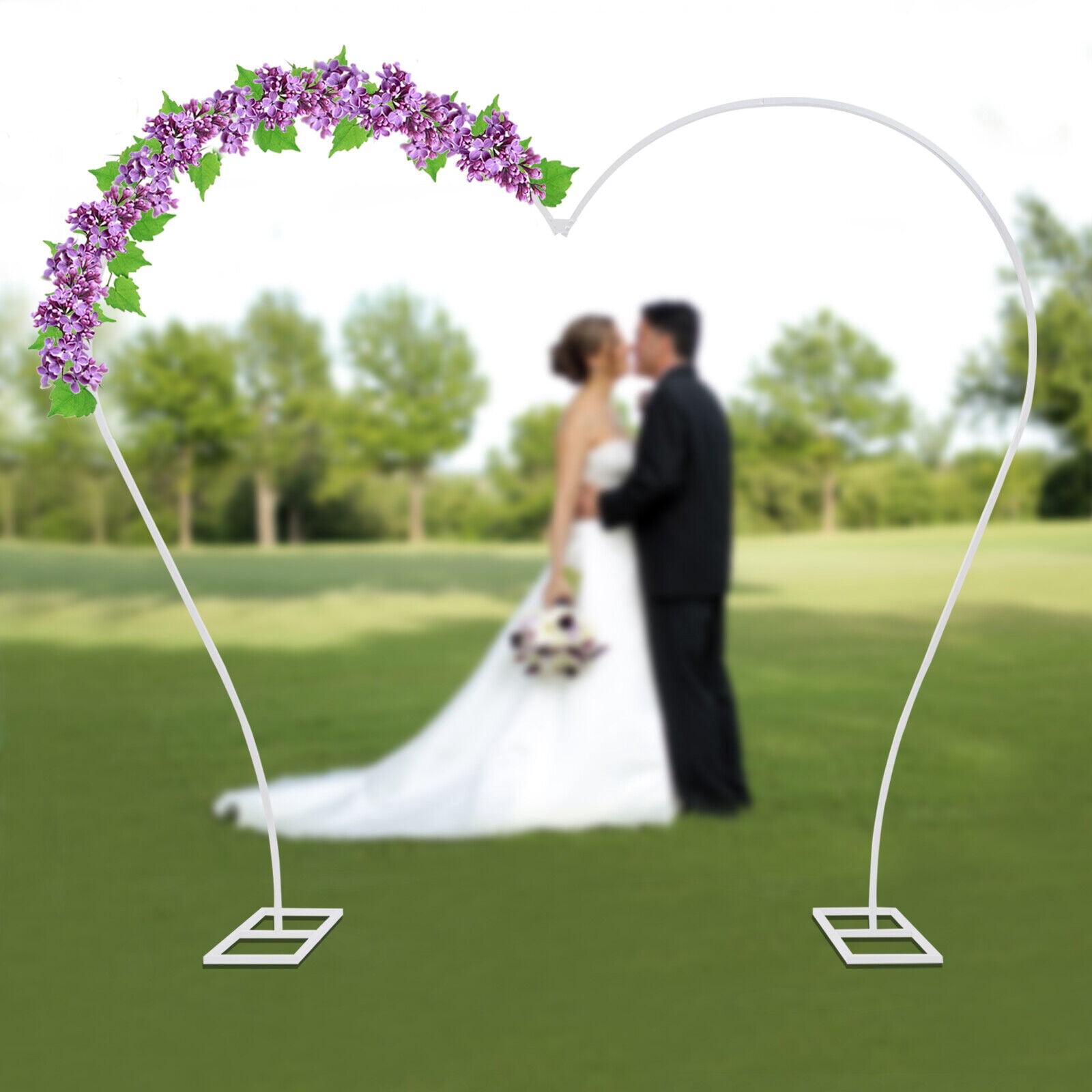 Miumaeov Heart-Shaped Metal Arch Stand for Wedding and Party Backdrop Decoration (White, 8.7 ft x 7.7 ft) ha2nl