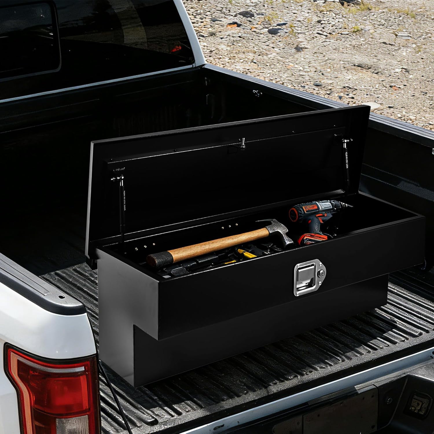 Vigorighter Steel Side Mount Truck Tool Box, Heavy-Duty Pickup Rail Storage with Lock and Keys (Black, 36 in x 12 in x 12.5 in) gq2nt