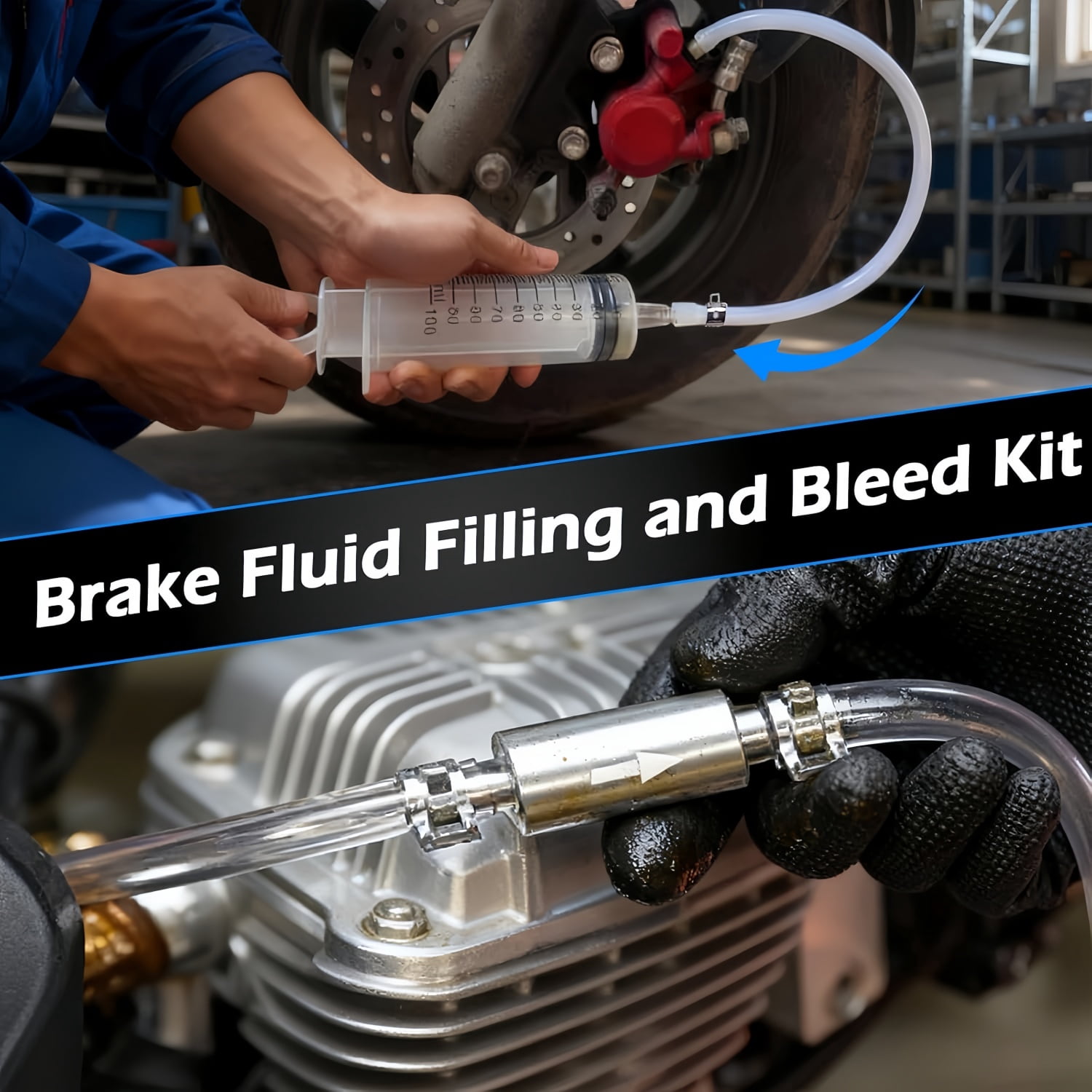 ChrumpTon Brake Bleeder Kit with One-Way Check Valve Hoses for Motorcycle and Car Hydraulic System Maintenance (2 Sets) wmcyt