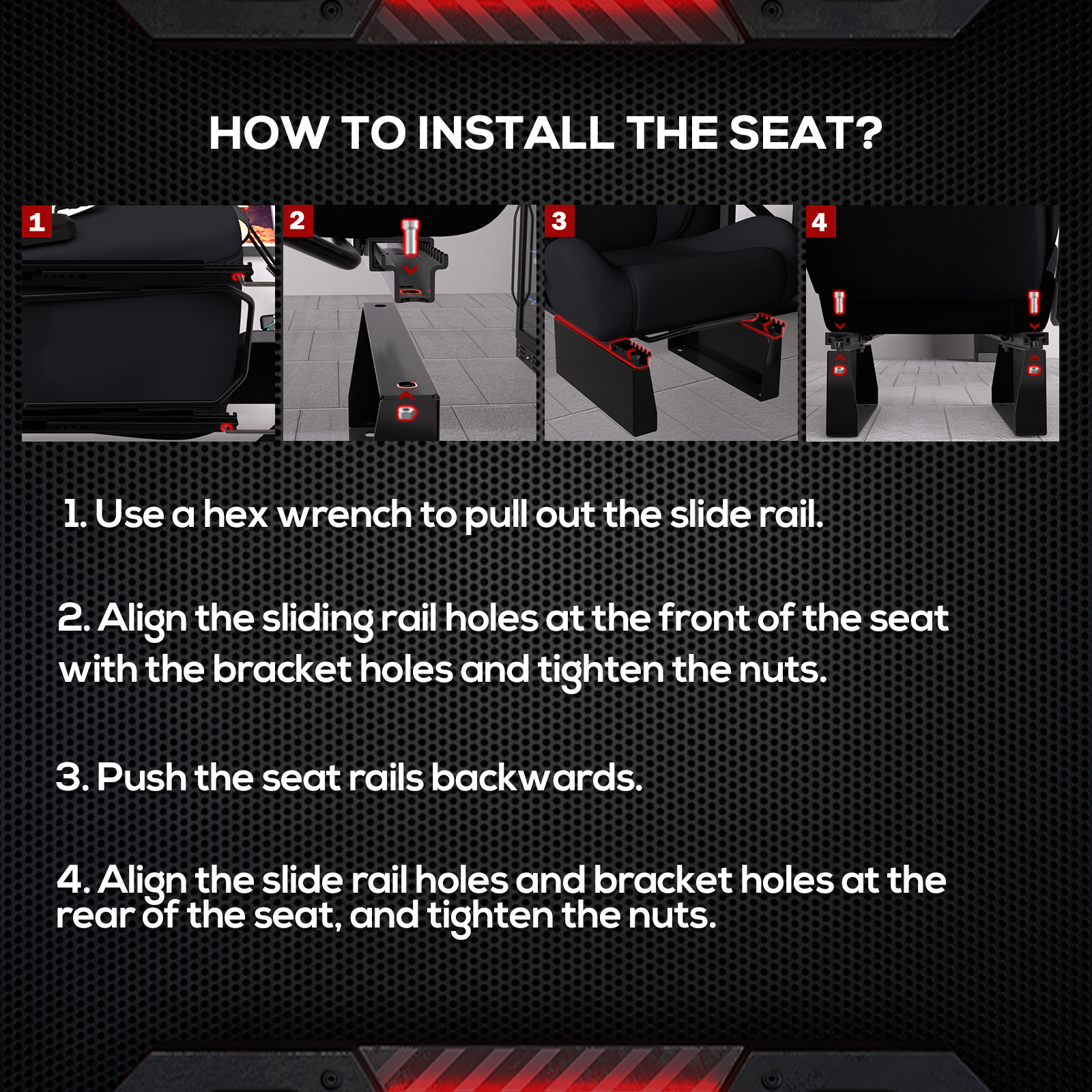 Supllueer Racing Simulator Cockpit with Triple Monitor Stand and Adjustable Seat (Black, 50 in x 24 in x 45 in) 5strn