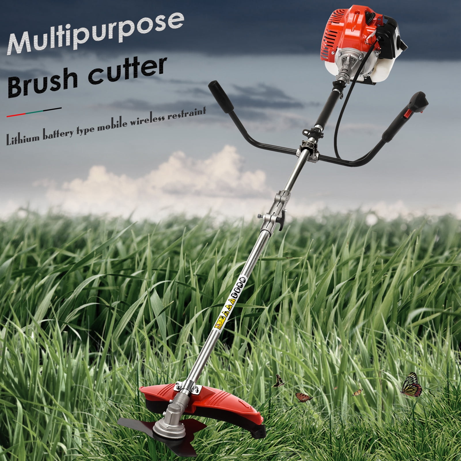 ZKSM 3-in-1 Gas String Trimmer and Brush Cutter, 52cc 2-Cycle Engine with Shoulder Strap (Orange, 52cc) 69fwi
