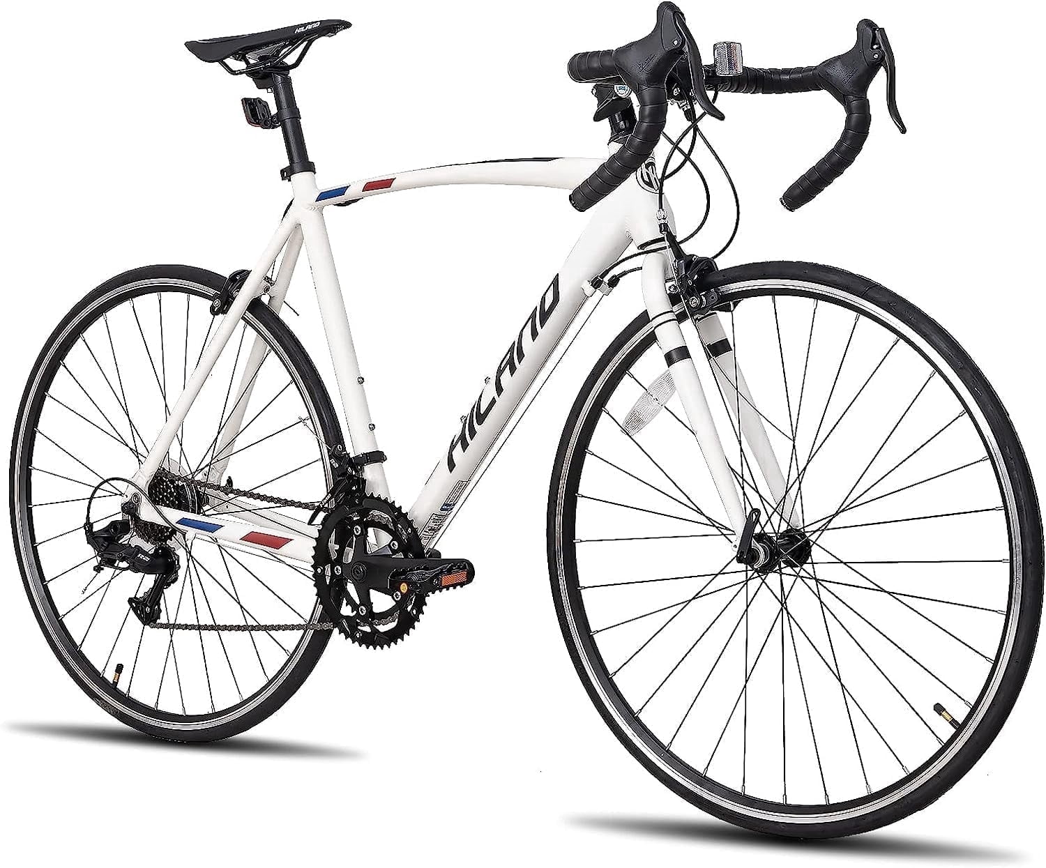 HILAND Road Bike, 14-Speed Shimano Drivetrain, Aluminum Frame, 700C Racing Bicycle (White, Medium) j51bv