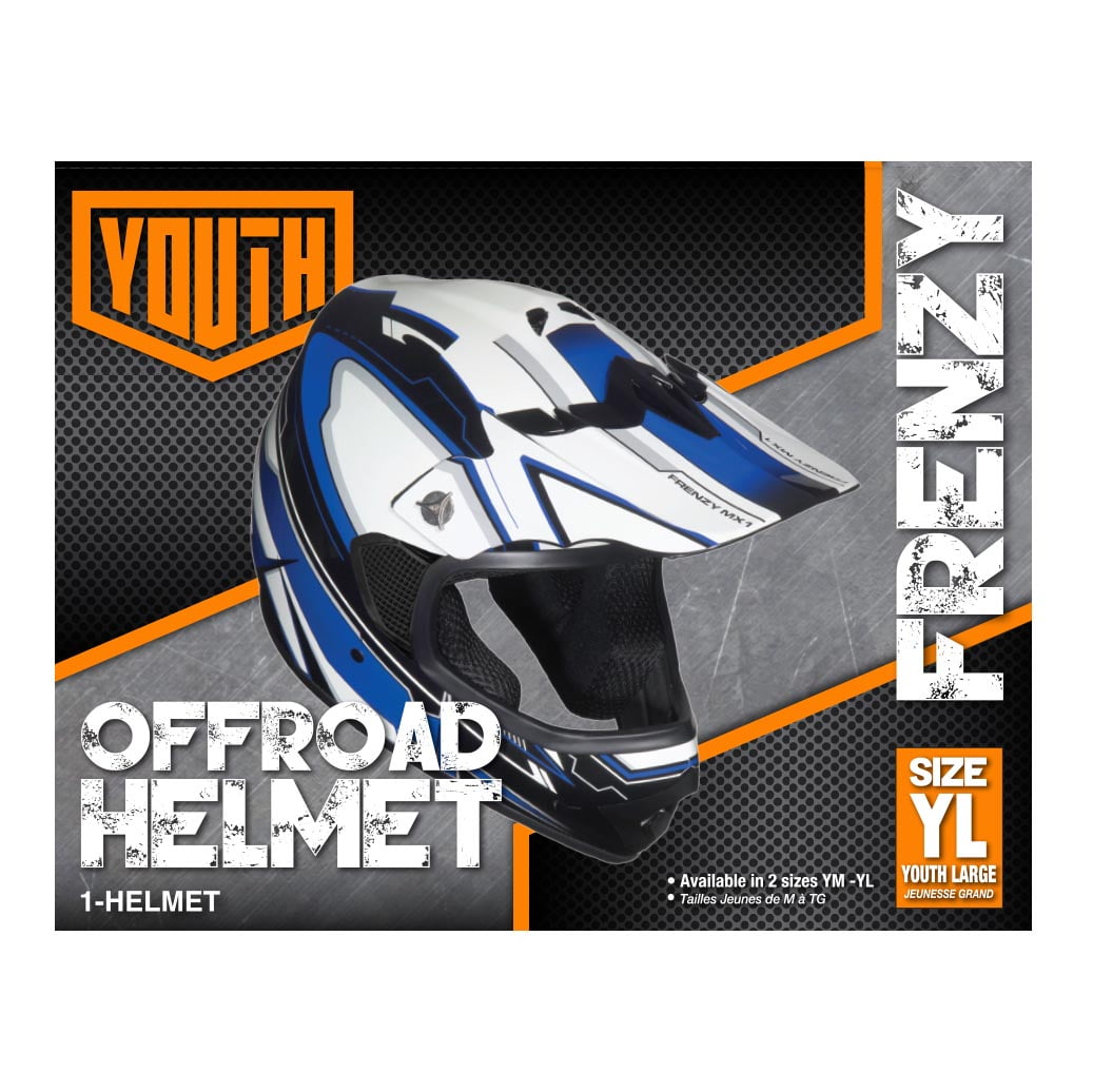 Fuel Helmets Youth Frenzy MX Off-Road ATV Helmet (Blue, Large) 6nekh