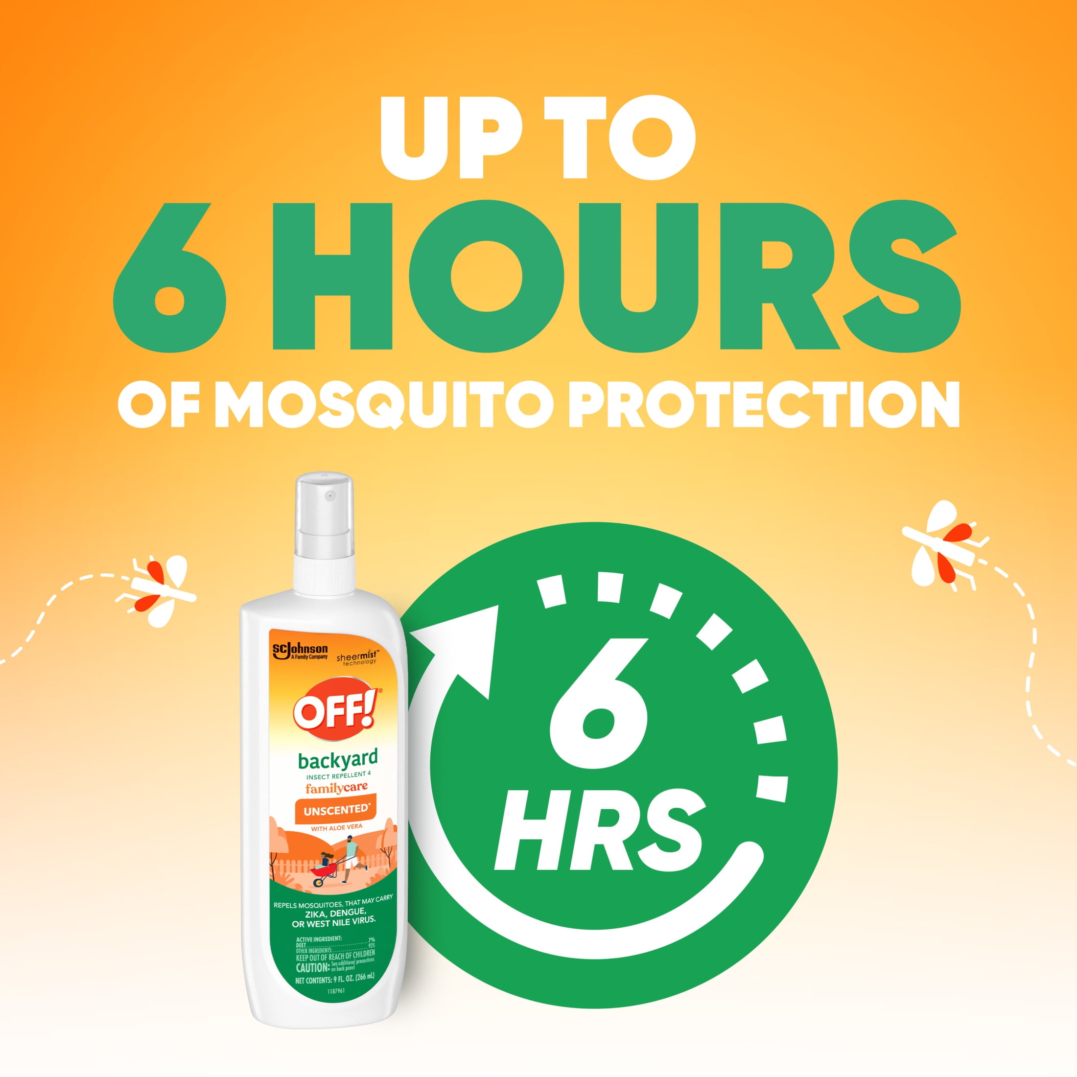 OFF! FamilyCare Insect Repellent, Unscented Mosquito Spray with Aloe Vera (Clear, 9 oz) 6bor5