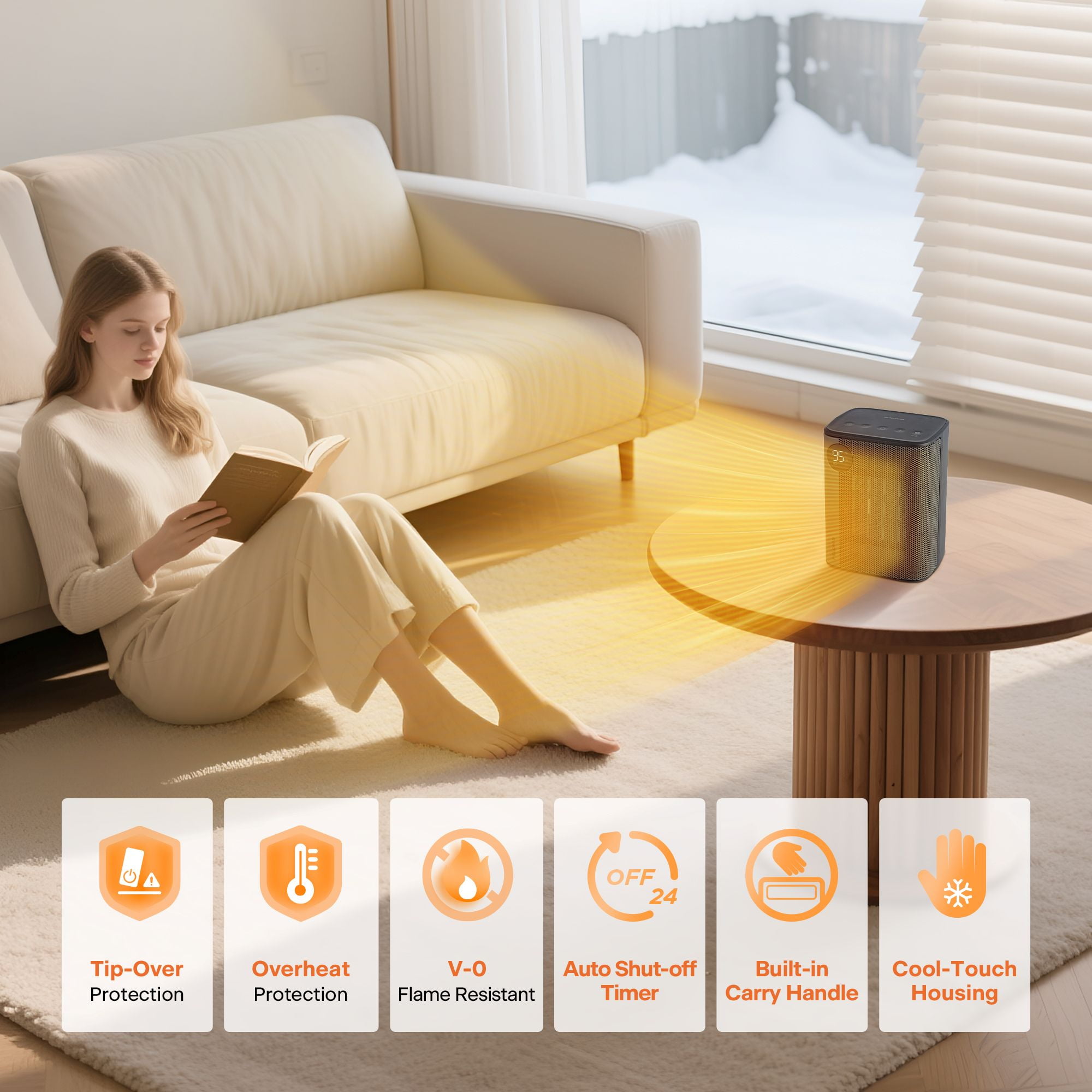 Pelonis Digital Ceramic Space Heater with Remote Control and Adjustable Thermostat (Black, 1500W) a6obi