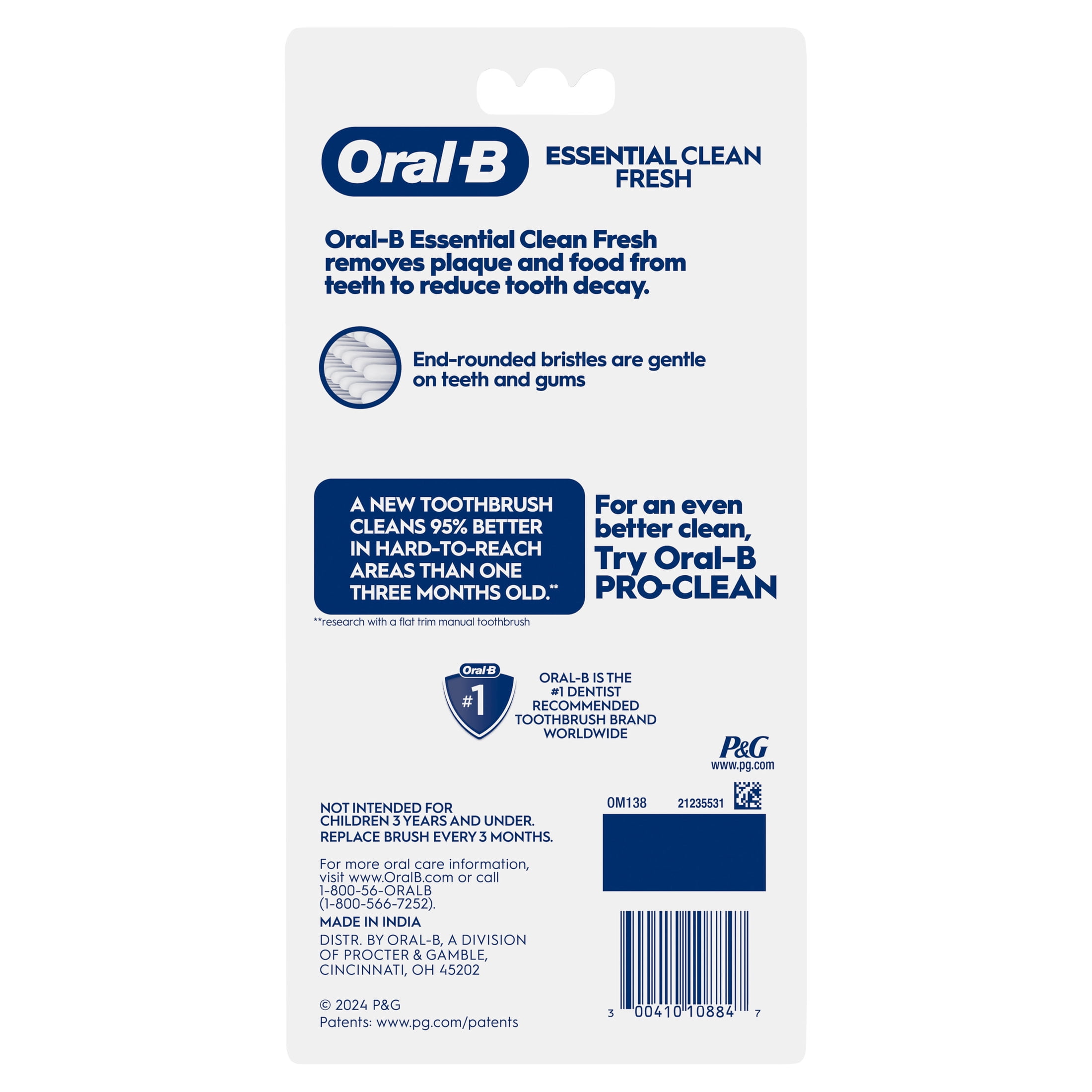 Oral-B Essential Clean Manual Toothbrush, Soft Bristles, Daily Oral Care (6 Count) lwt41