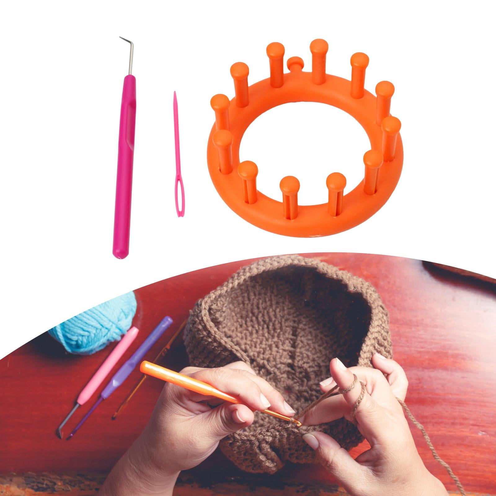 GUOOL Round Knitting Loom Set for DIY Yarn Crafts (Orange, 3.5 in) mow2f