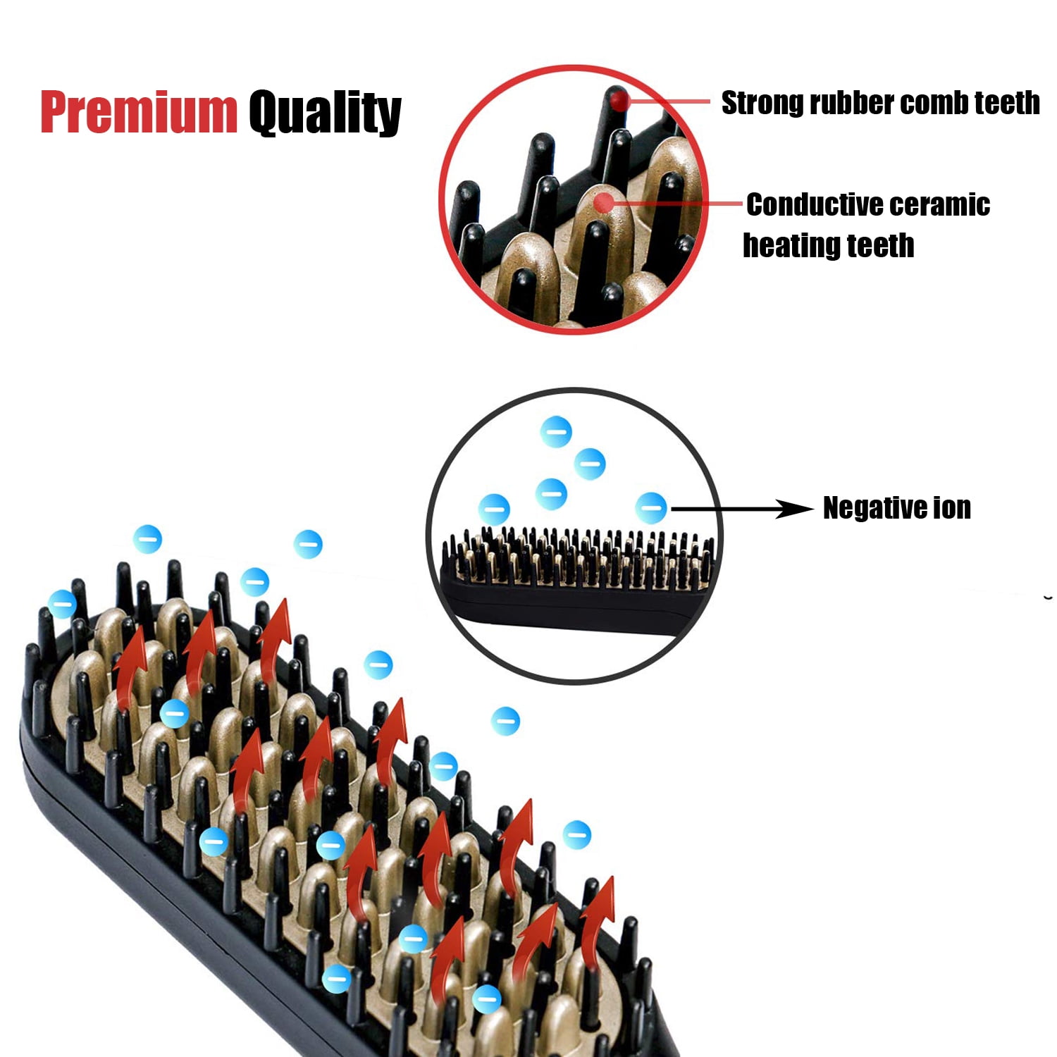 ENROSLU Beard Straightener Brush for Men Professional Heated Grooming Comb (Gold, 8.27 in) oi204