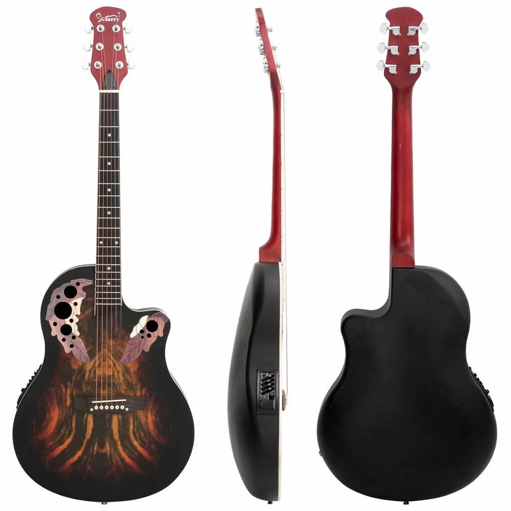 Tcbosik 6-String Acoustic Guitar, Full-Size Dreadnought Cutaway (Red, 41 in) ppi6n